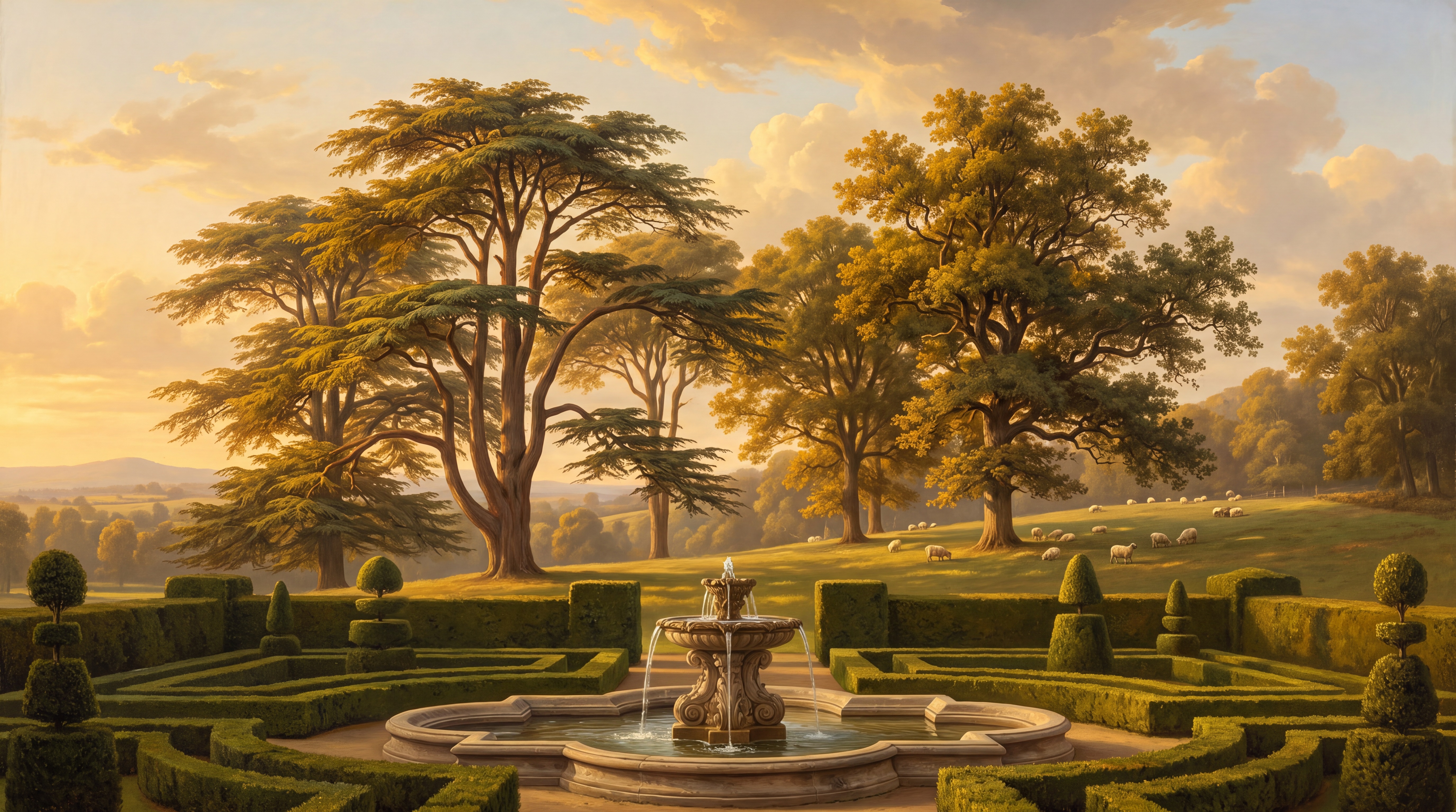 Gold Garden Scenic Wallpaper Mural, Peel-and-stick Finish