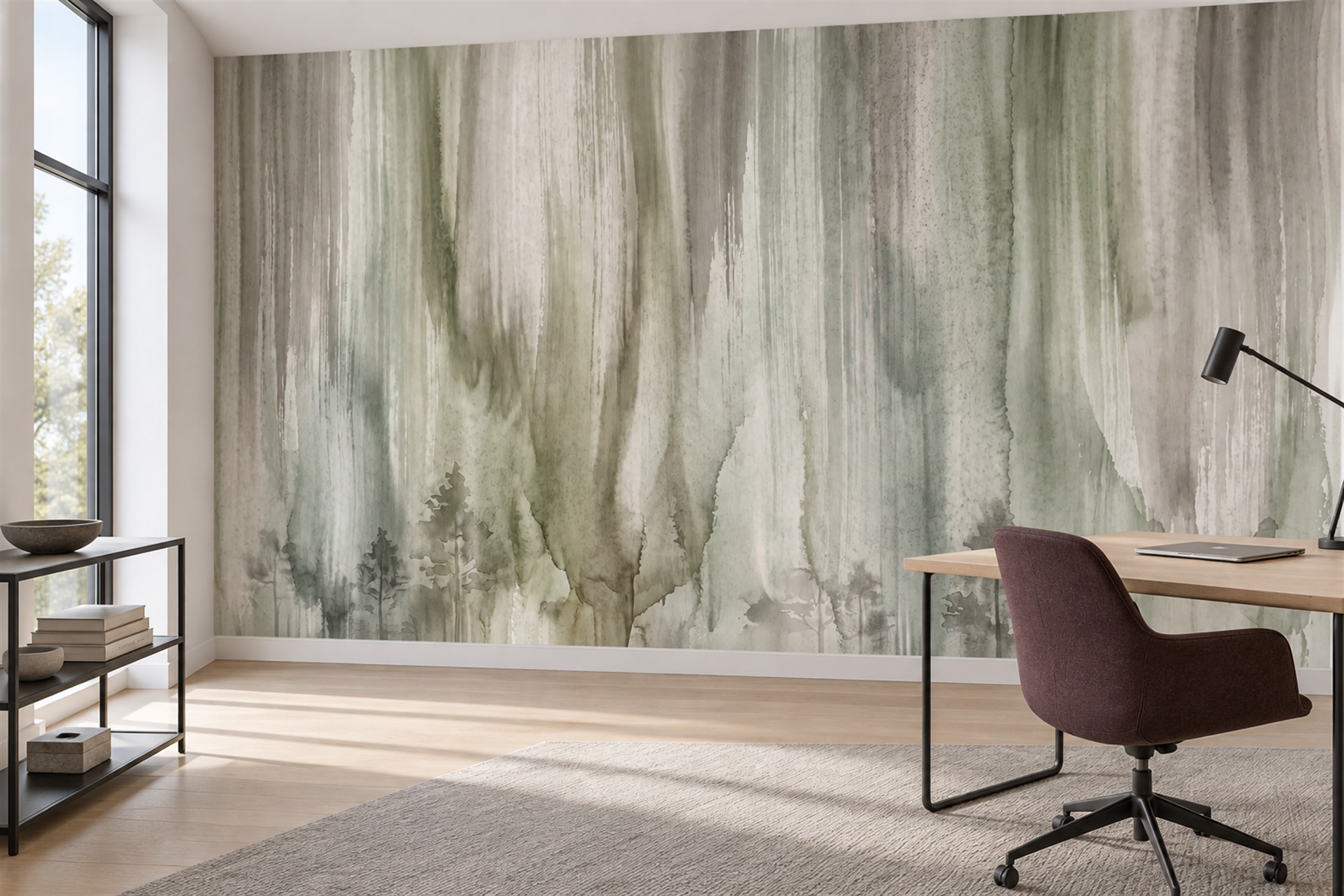 Sage Pattern Decorative Wallpaper Mural Accent-wall-wallpaper-murals, Peel-and-stick Finish