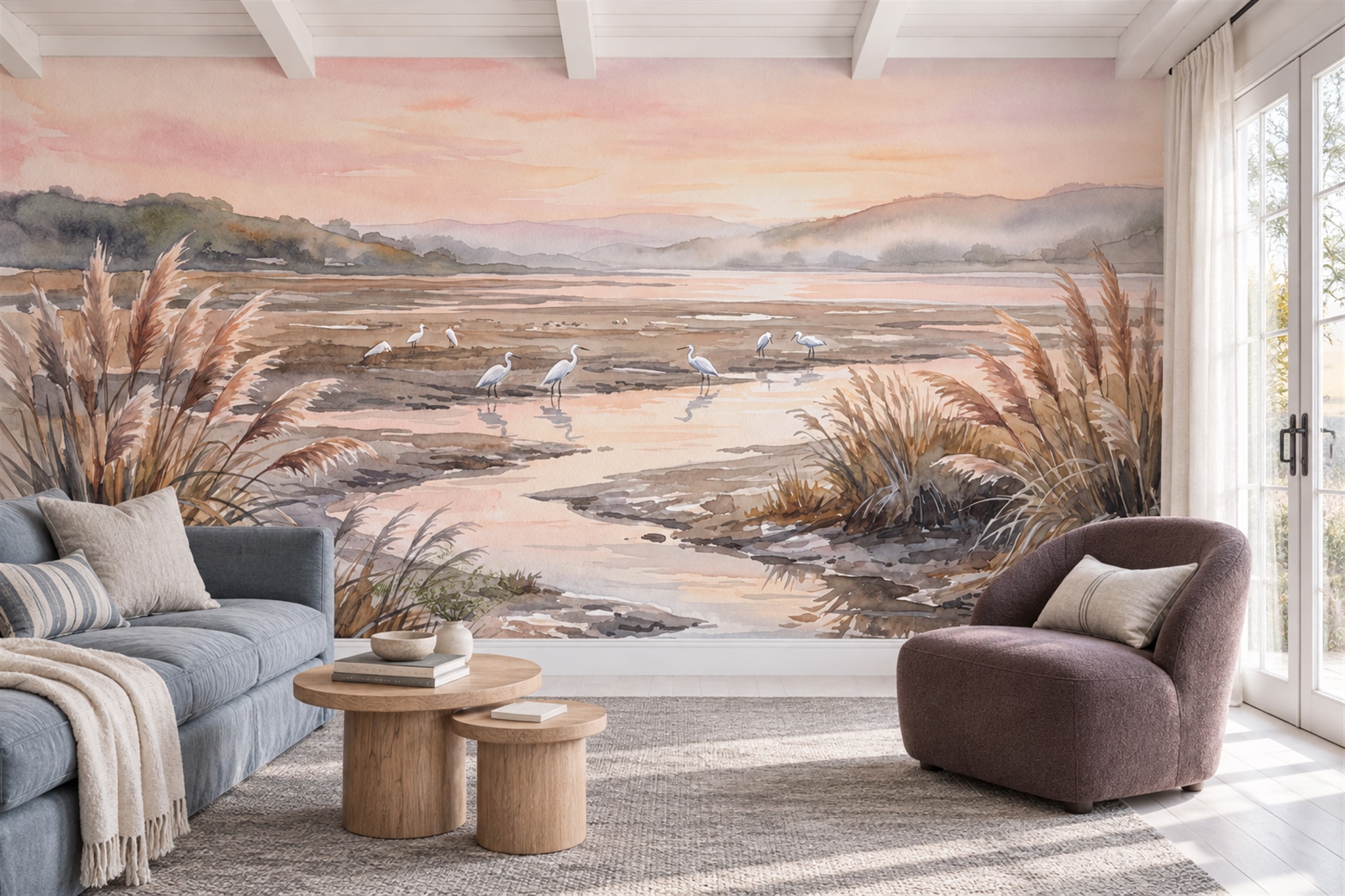 Peach Pattern Decorative Abstract Wallpaper Mural Accent-wall-wallpaper-murals, Peel-and-stick Finish