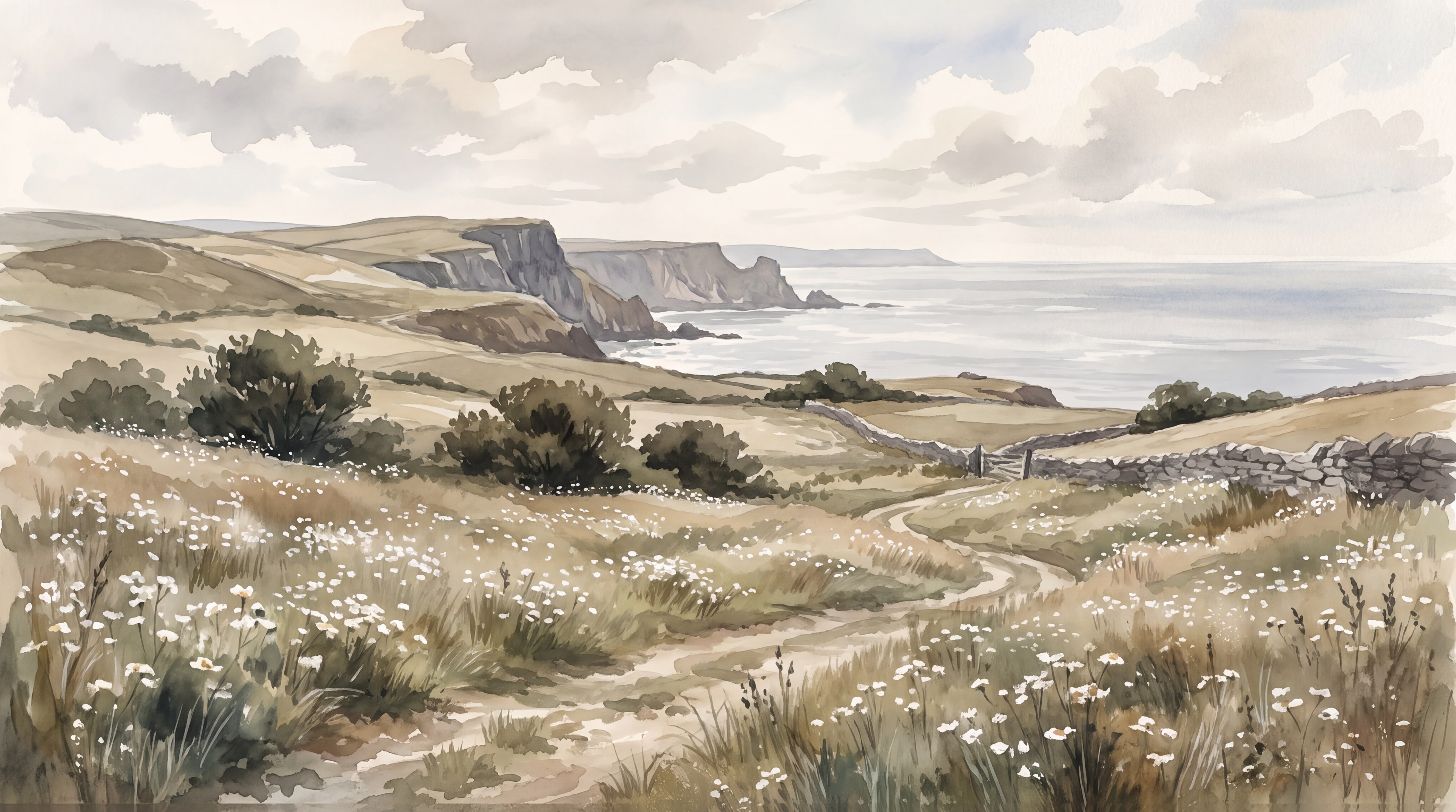 Beige Coastal Scenic Wallpaper Mural, Peel-and-stick Finish