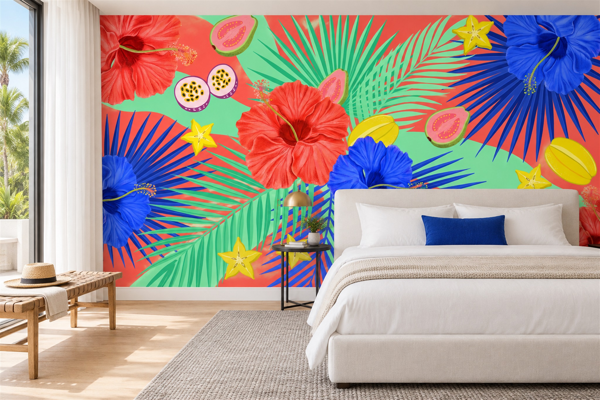 Red Pattern Decorative Abstract Wallpaper Mural Bedroom-wallpaper-murals, Peel-and-stick Finish