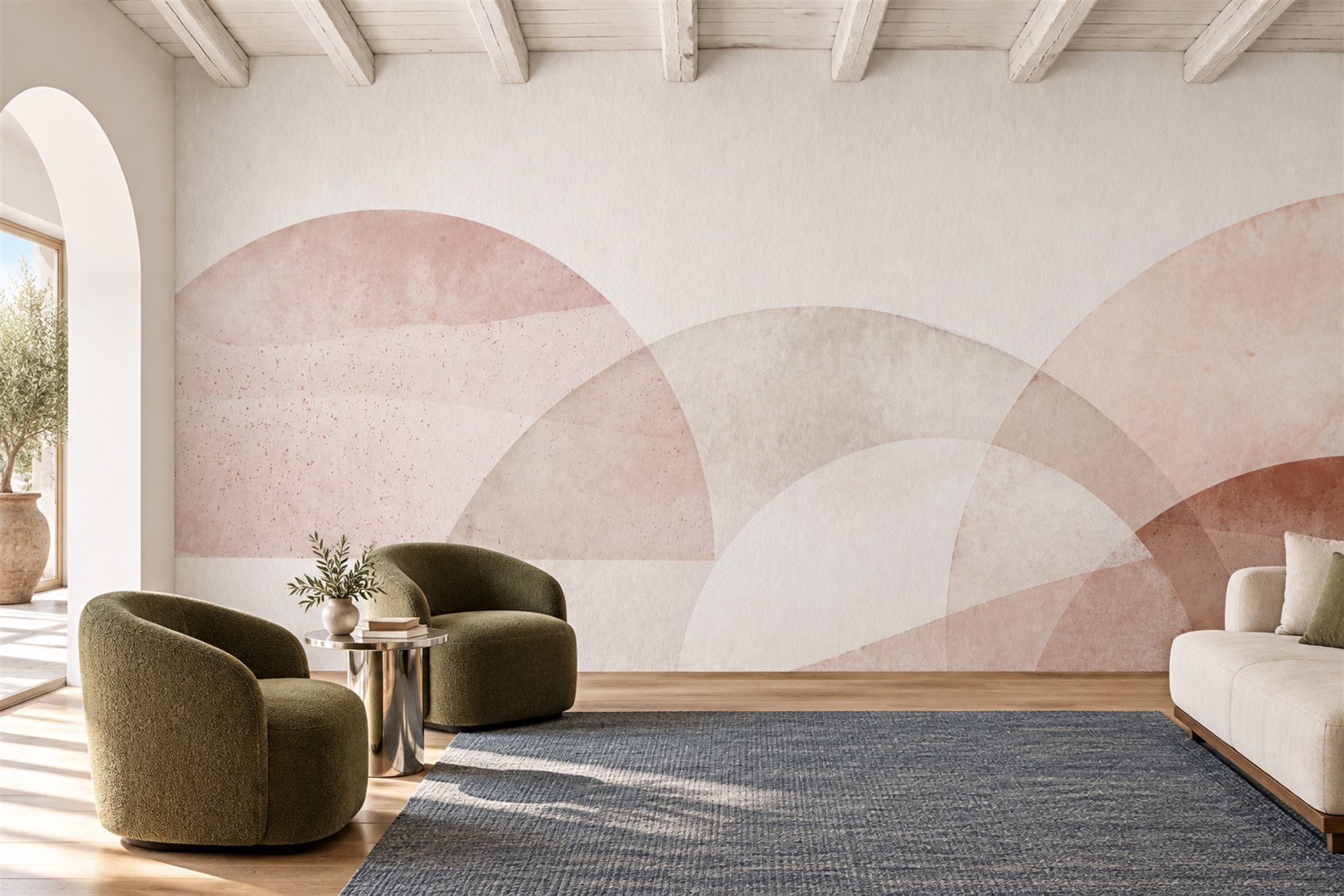 Blush Pattern Decorative Abstract Wallpaper Mural Accent-wall-wallpaper-murals, Peel-and-stick Finish