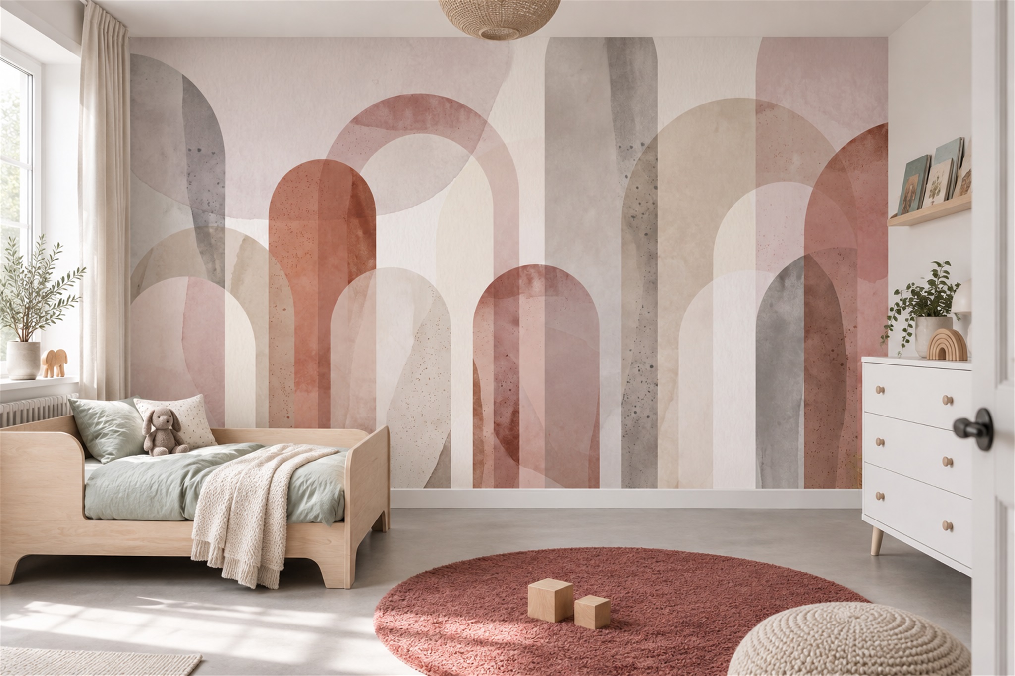 Clay Arched Abstract Decorative Wallpaper Mural Accent-wall-wallpaper-murals, Peel-and-stick Finish