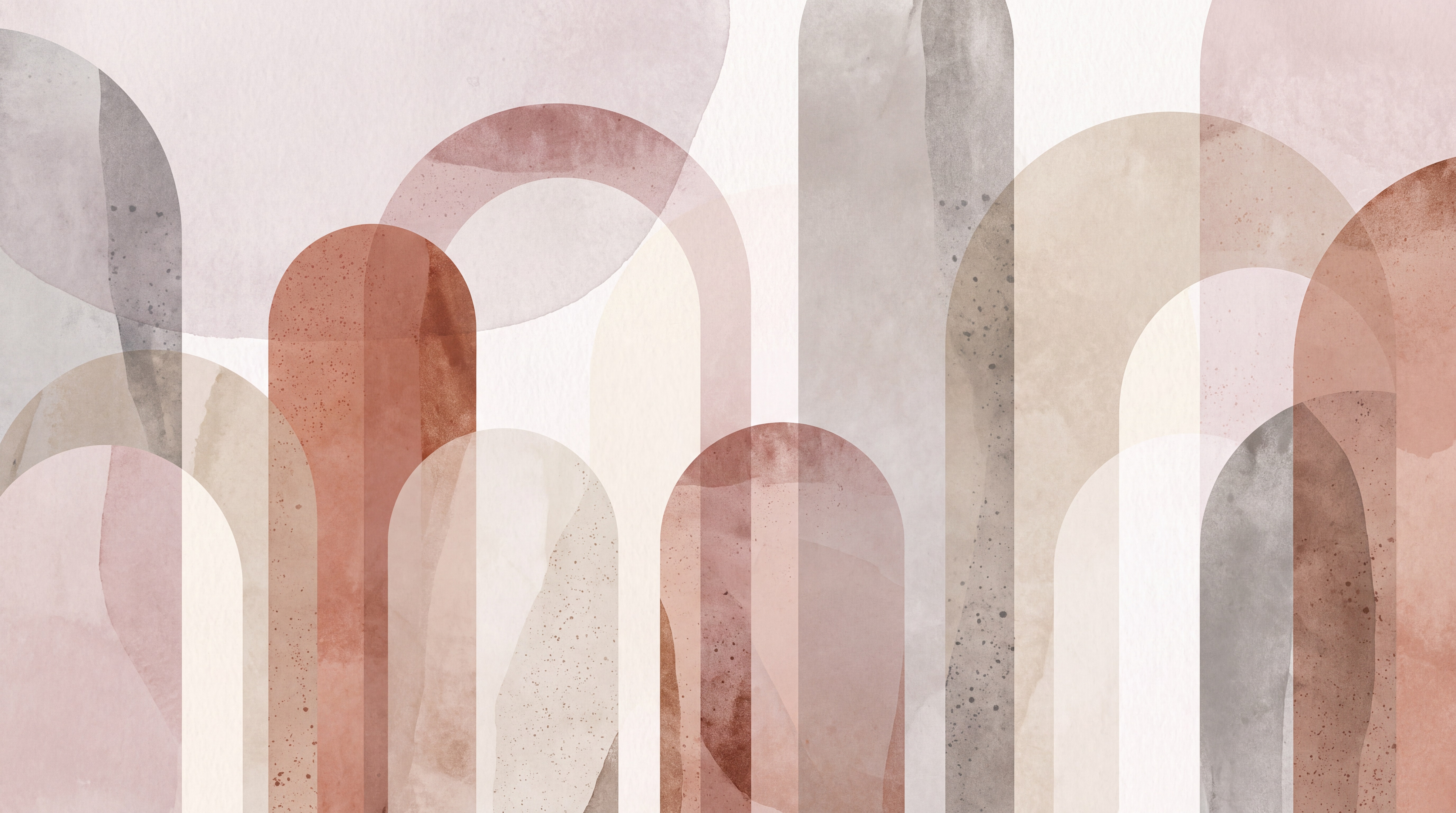 Clay Arched Abstract Decorative Wallpaper Mural, Peel-and-stick Finish