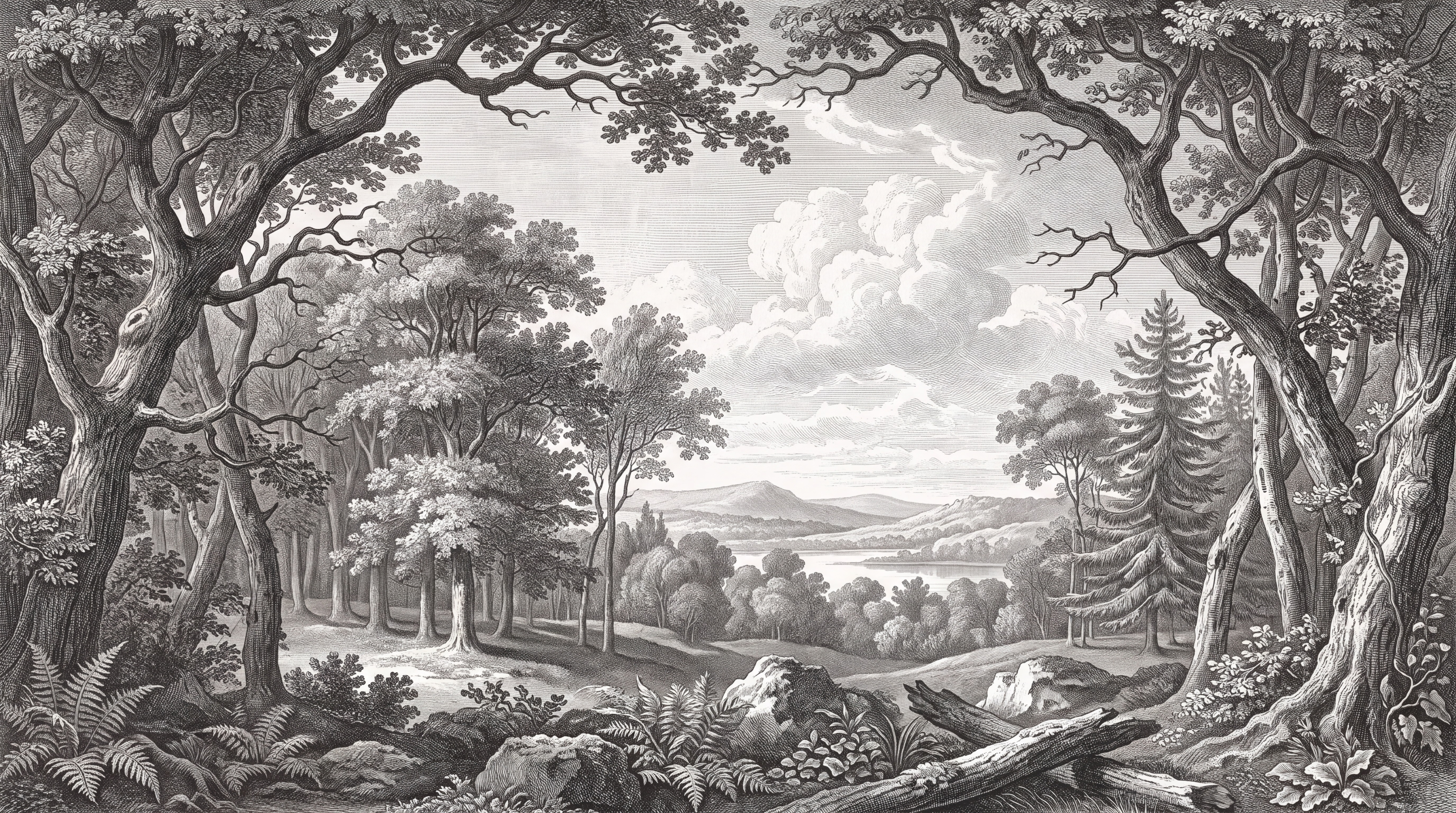 Grey Scenic Scenic Forest Wallpaper Mural, Peel-and-stick Finish