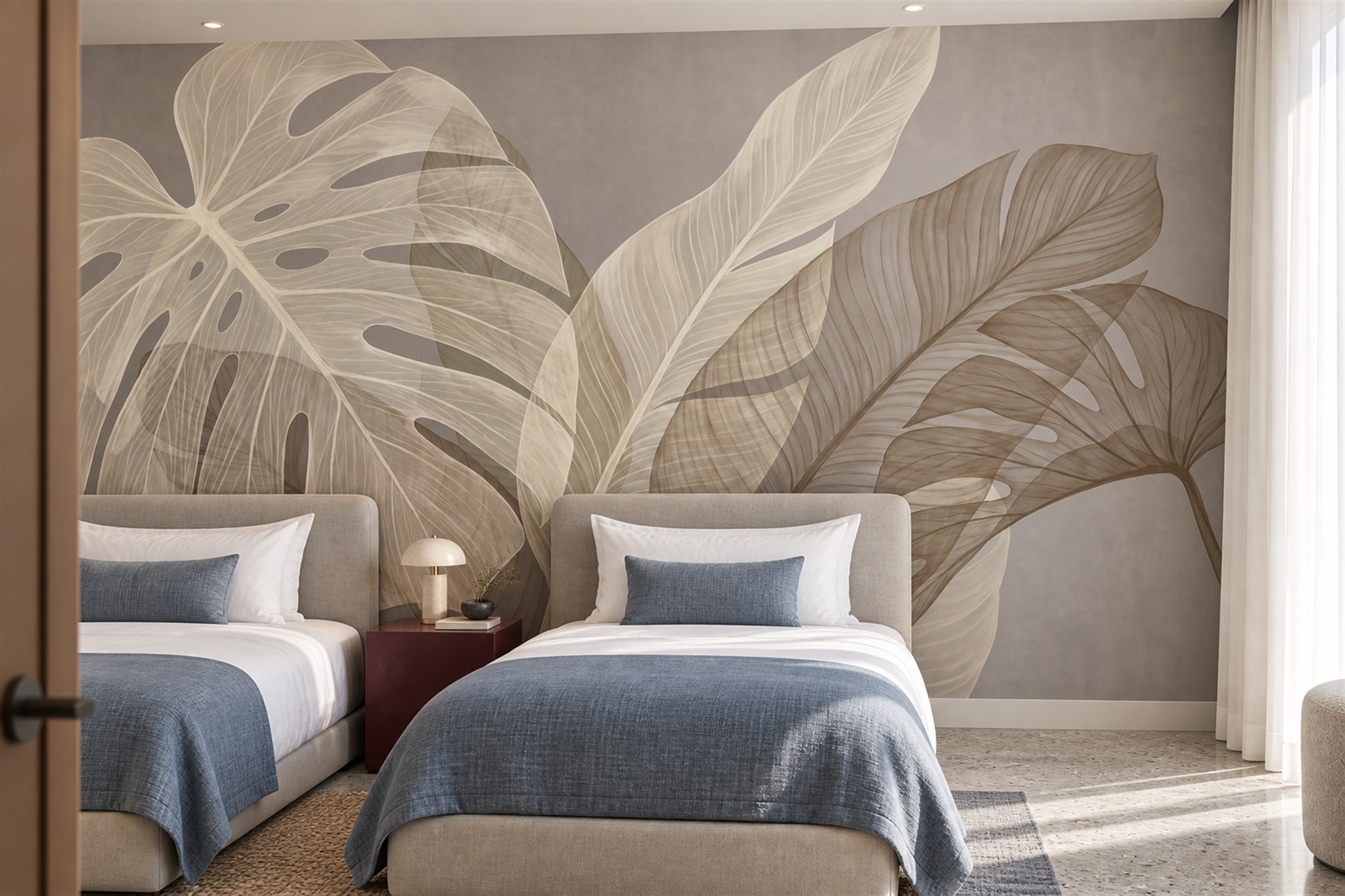 Taupe Pattern Decorative Abstract Wallpaper Mural Bedroom-wallpaper-murals, Peel-and-stick Finish