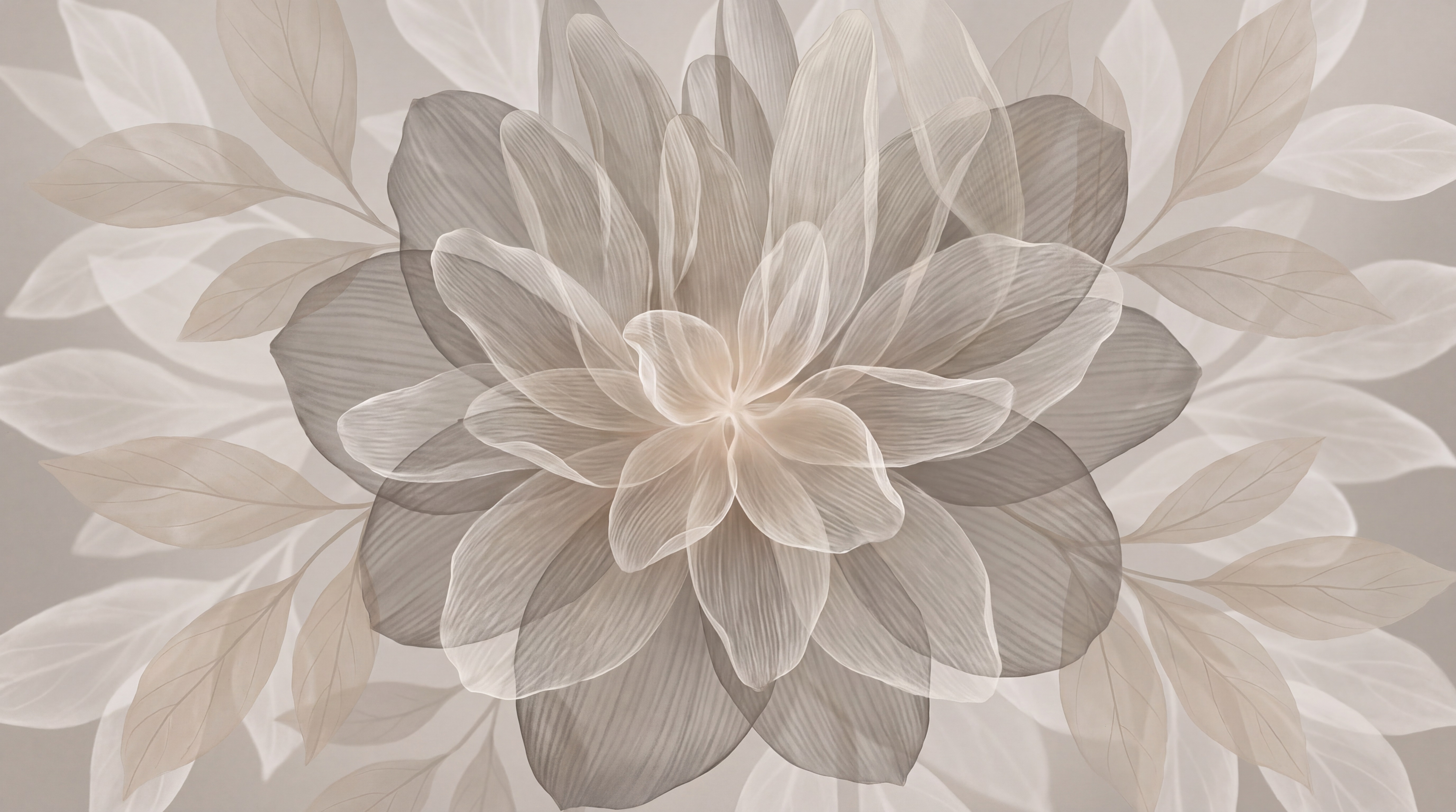 Taupe Pattern Decorative Layered Wallpaper Mural, Peel-and-stick Finish