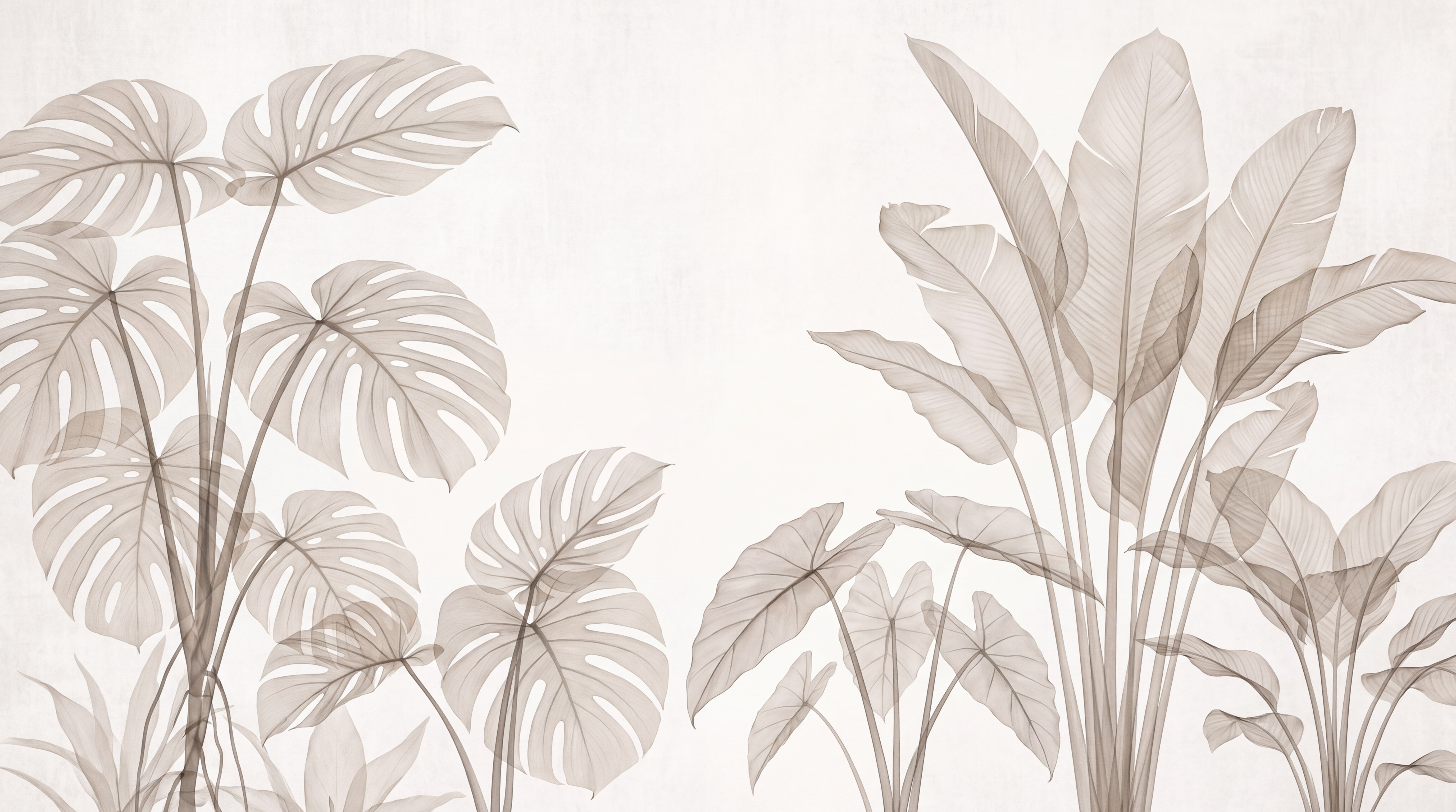 Beige Leaf Botanical Decorative Wallpaper Mural Office-wallpaper-murals, Shown In A Home Office, Peel-and-stick Finish