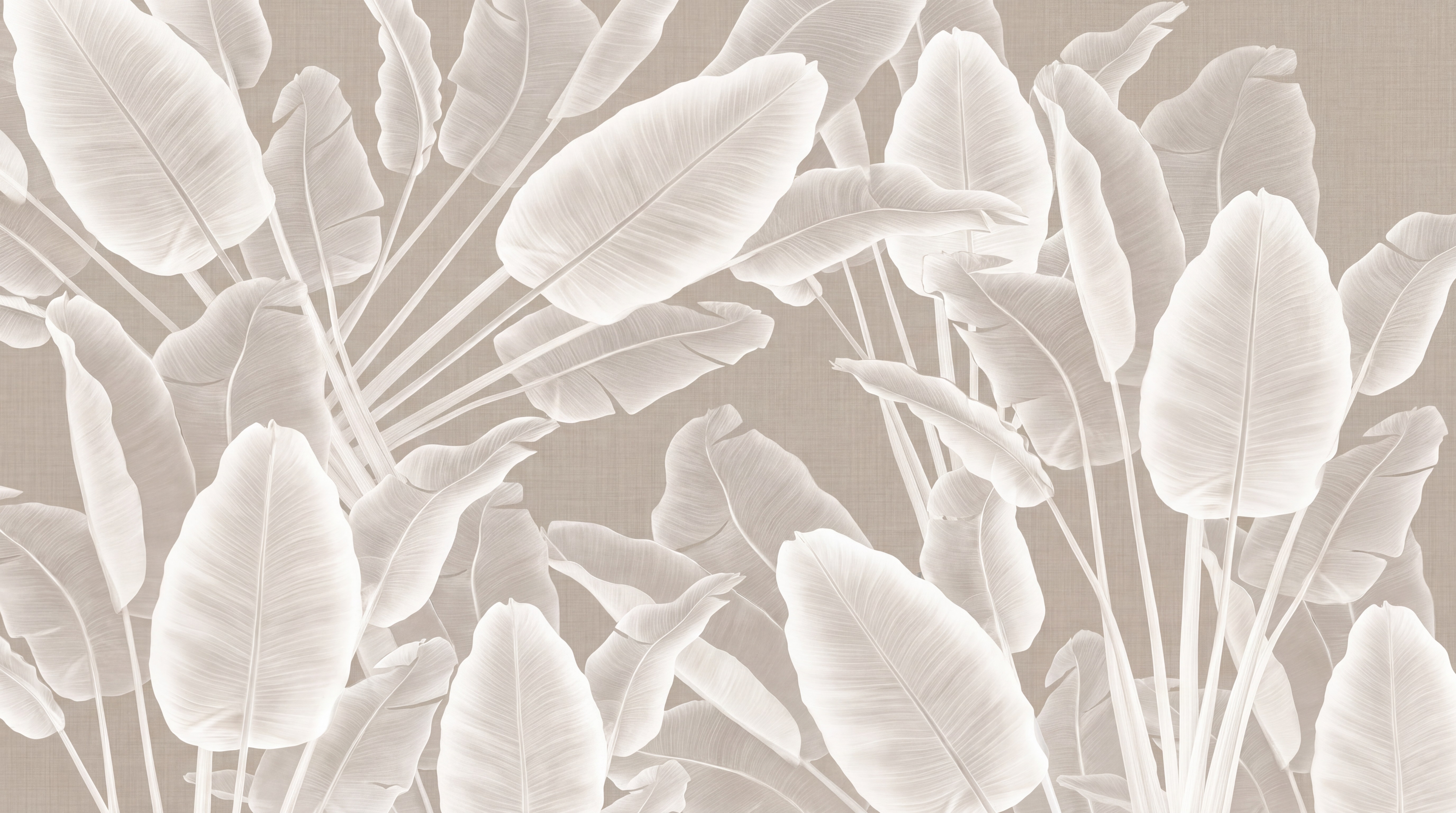 Taupe Leaf Botanical Wallpaper Mural Living-room-wallpaper-murals, Peel-and-stick Finish