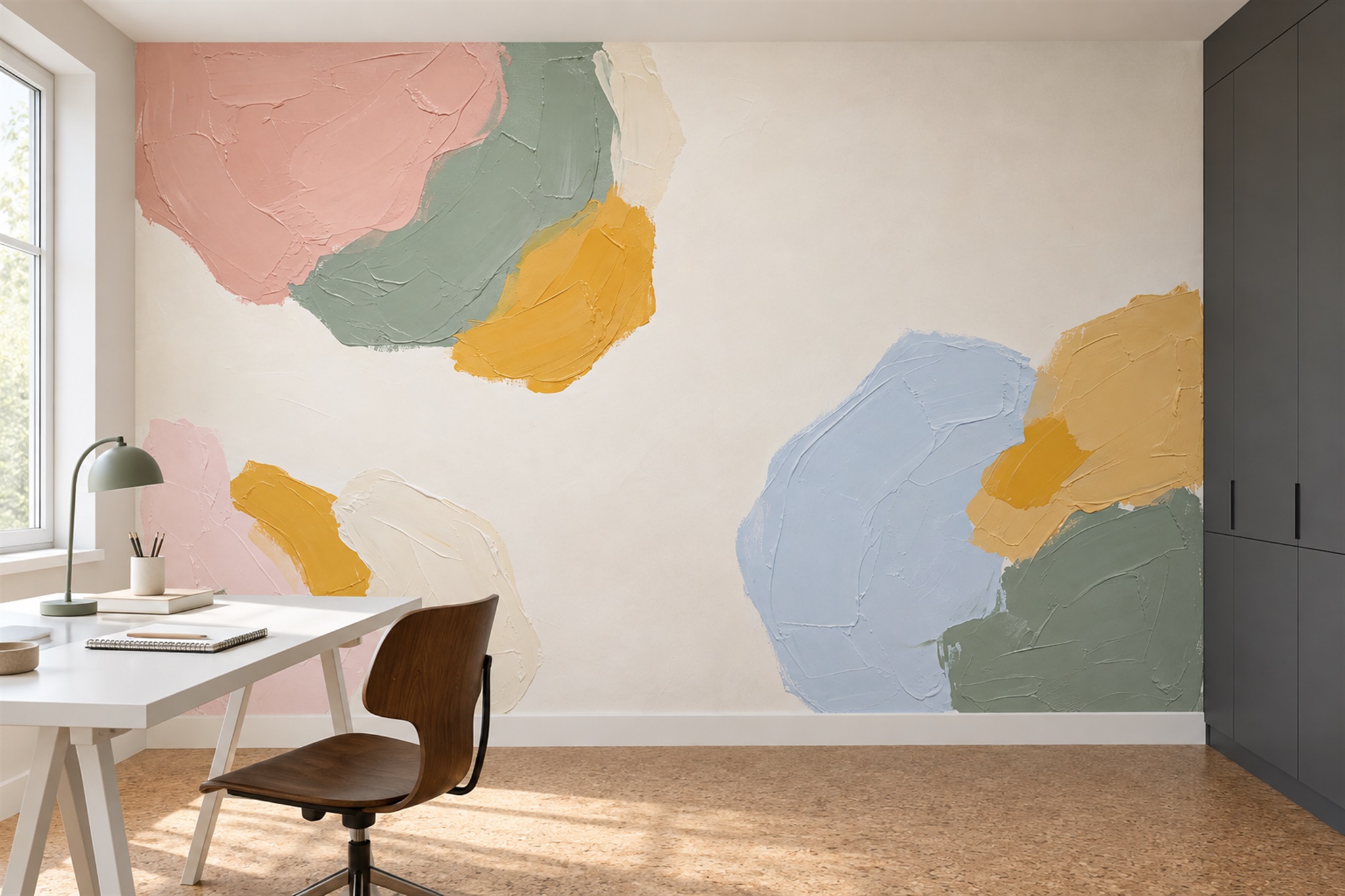 Sage Shaped Abstract Wallpaper Mural Bedroom-wallpaper-murals, Peel-and-stick Finish