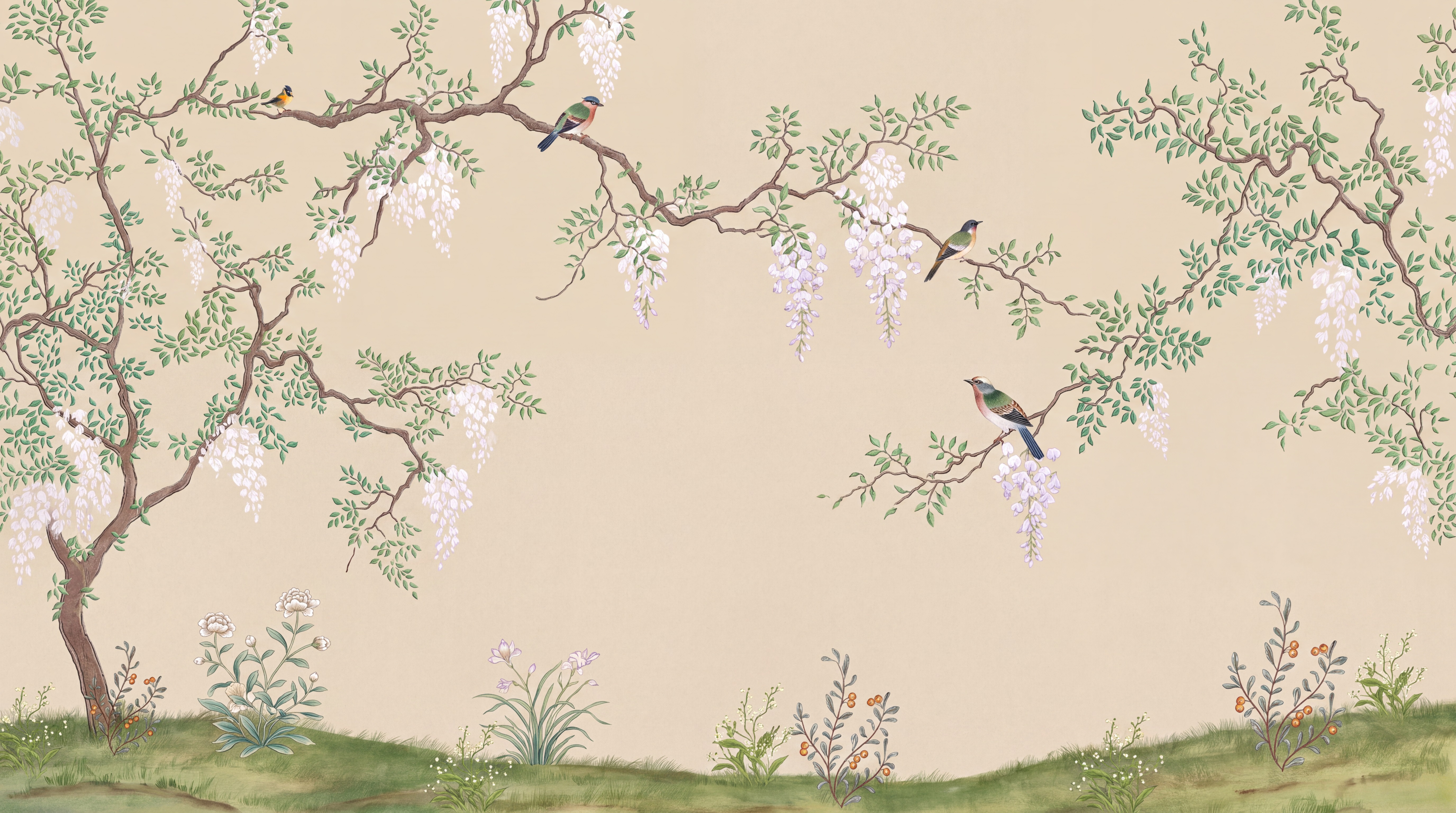 Beige Pattern Decorative Wallpaper Mural, Peel-and-stick Finish