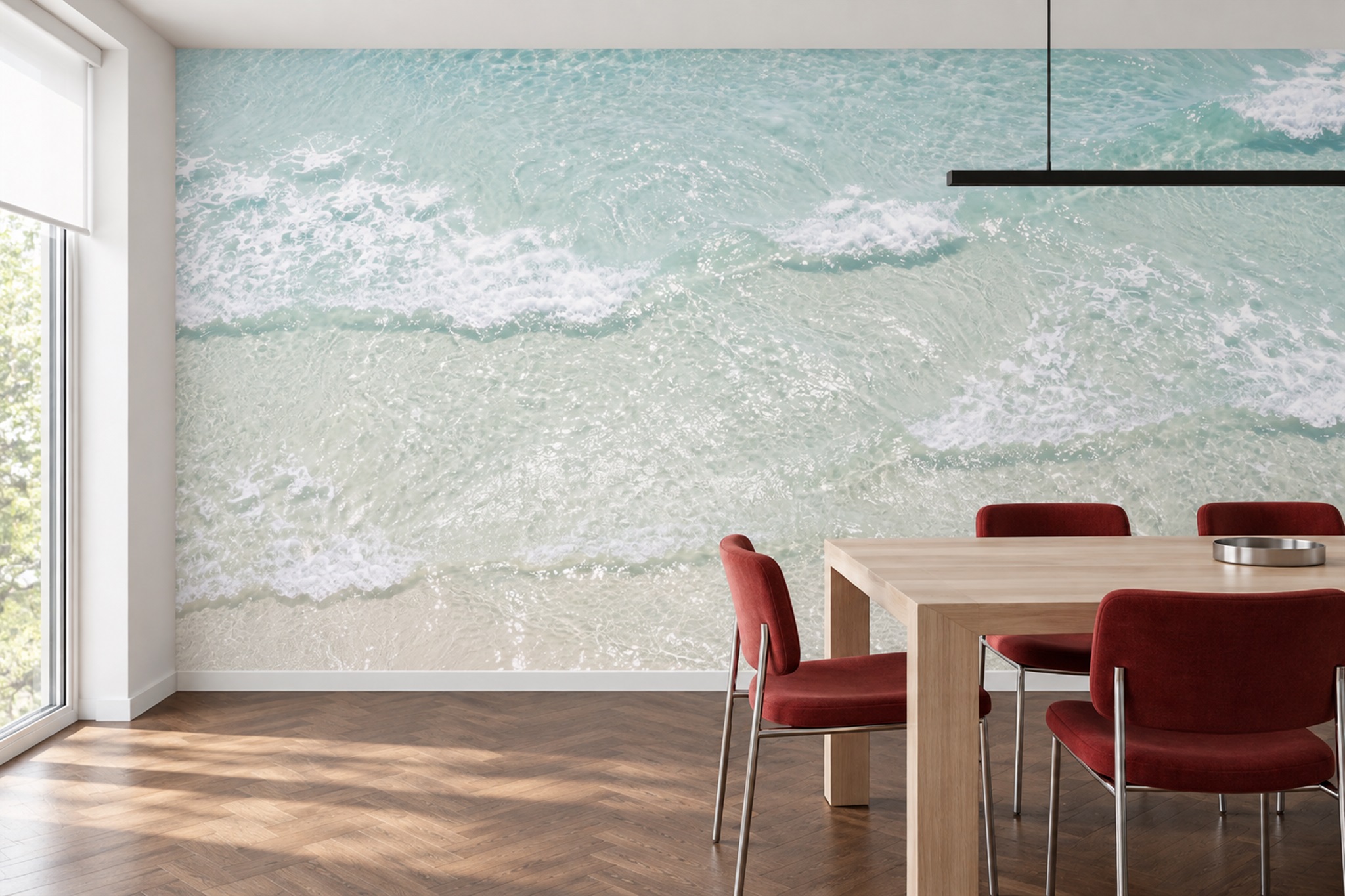Aqua Pattern Decorative Wallpaper Mural Hallway-wallpaper-murals, Peel-and-stick Finish
