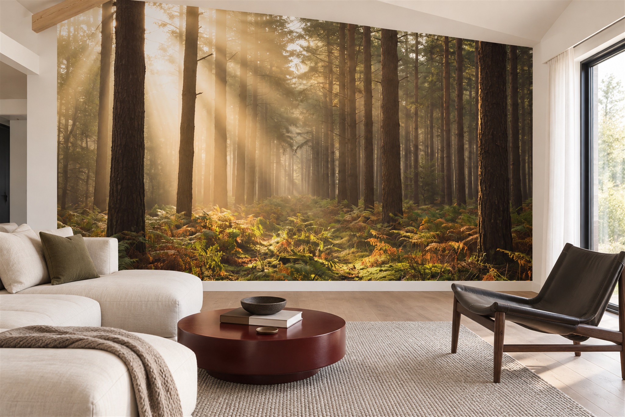 Gold Scenic Scenic Wallpaper Mural Office-wallpaper-murals, Shown In A Home Office, Peel-and-stick Finish