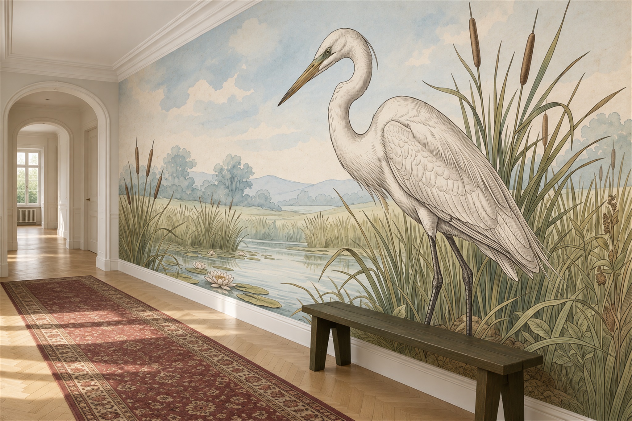 Ivory Pattern Decorative Wallpaper Mural Hallway-wallpaper-murals, Peel-and-stick Finish