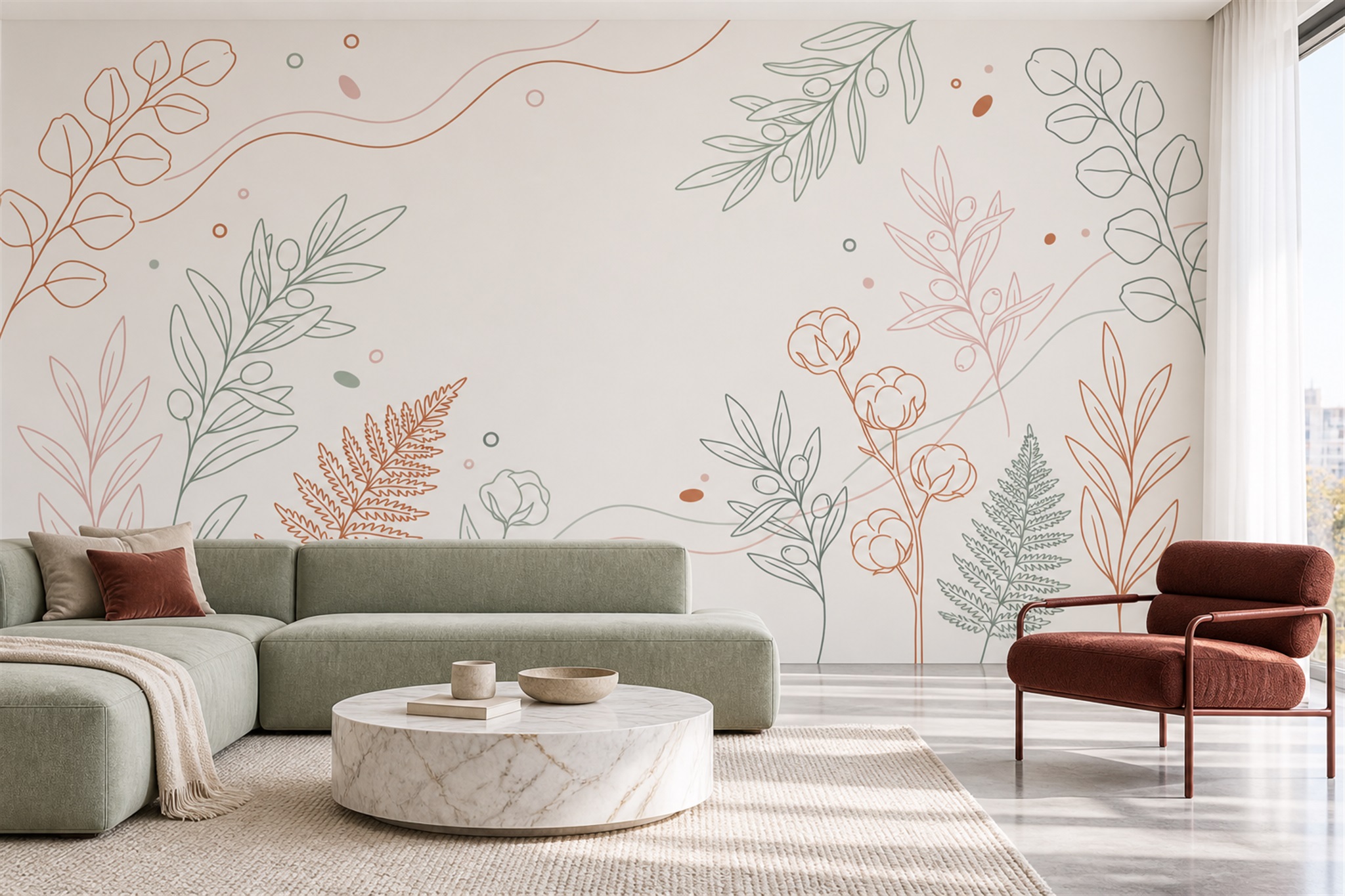 Blush Linear Abstract Wallpaper Mural Accent-wall-wallpaper-murals, Peel-and-stick Finish