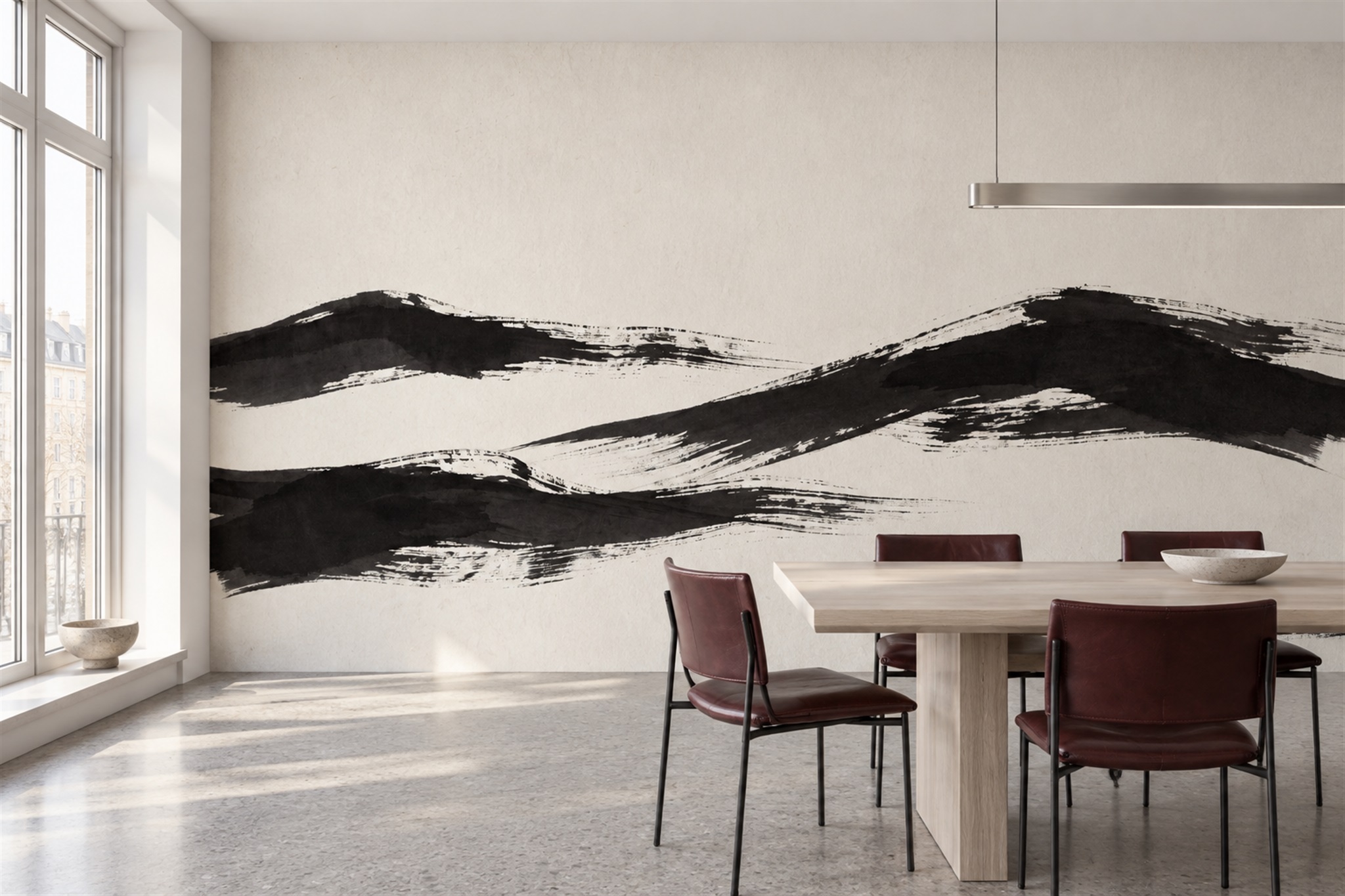 Black Hills Scenic Wallpaper Mural Dining-room-wallpaper-murals, Shown In A Dining Room, Peel-and-stick Finish