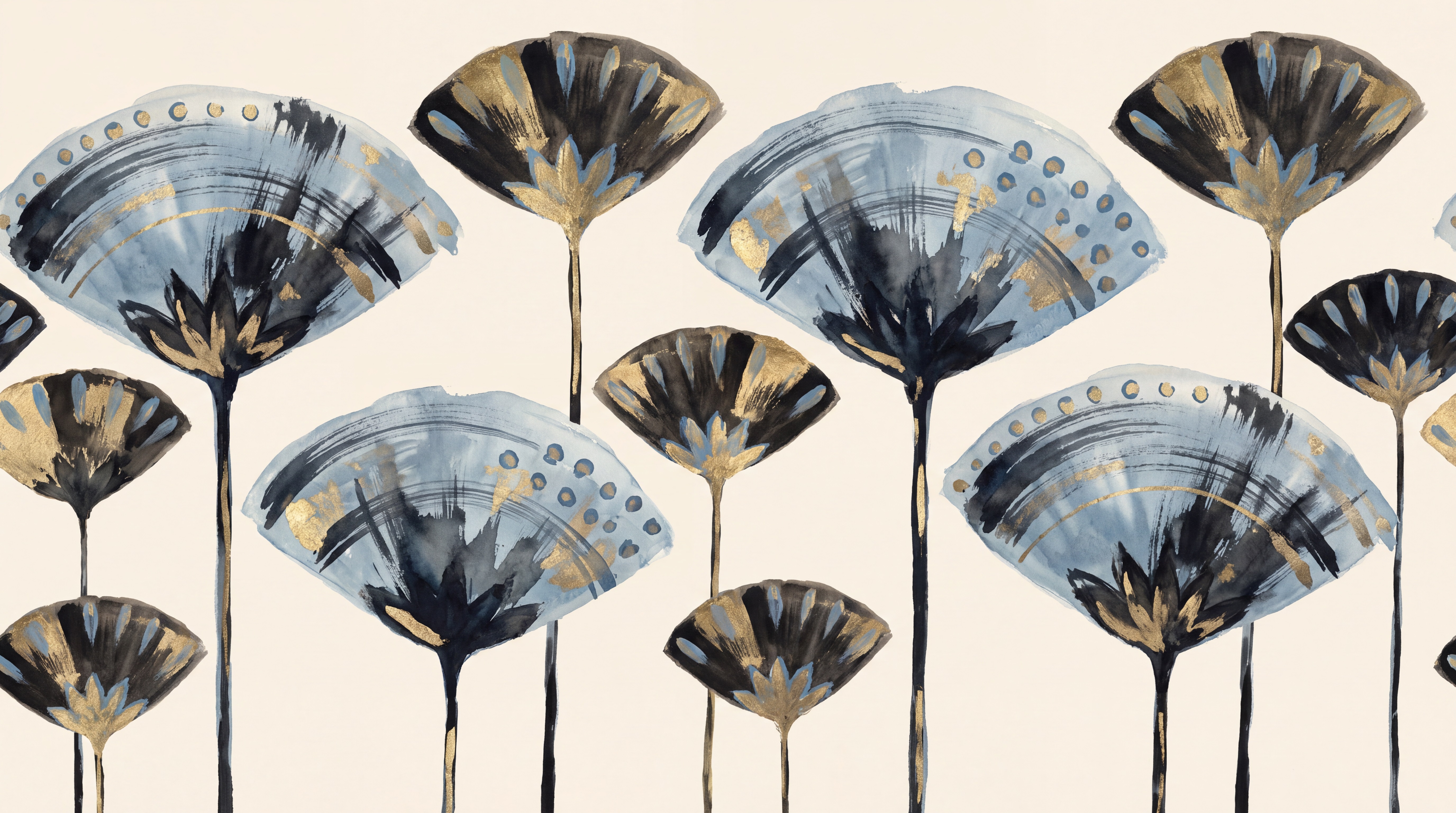 Navy Pattern Decorative Organic Wallpaper Mural, Peel-and-stick Finish
