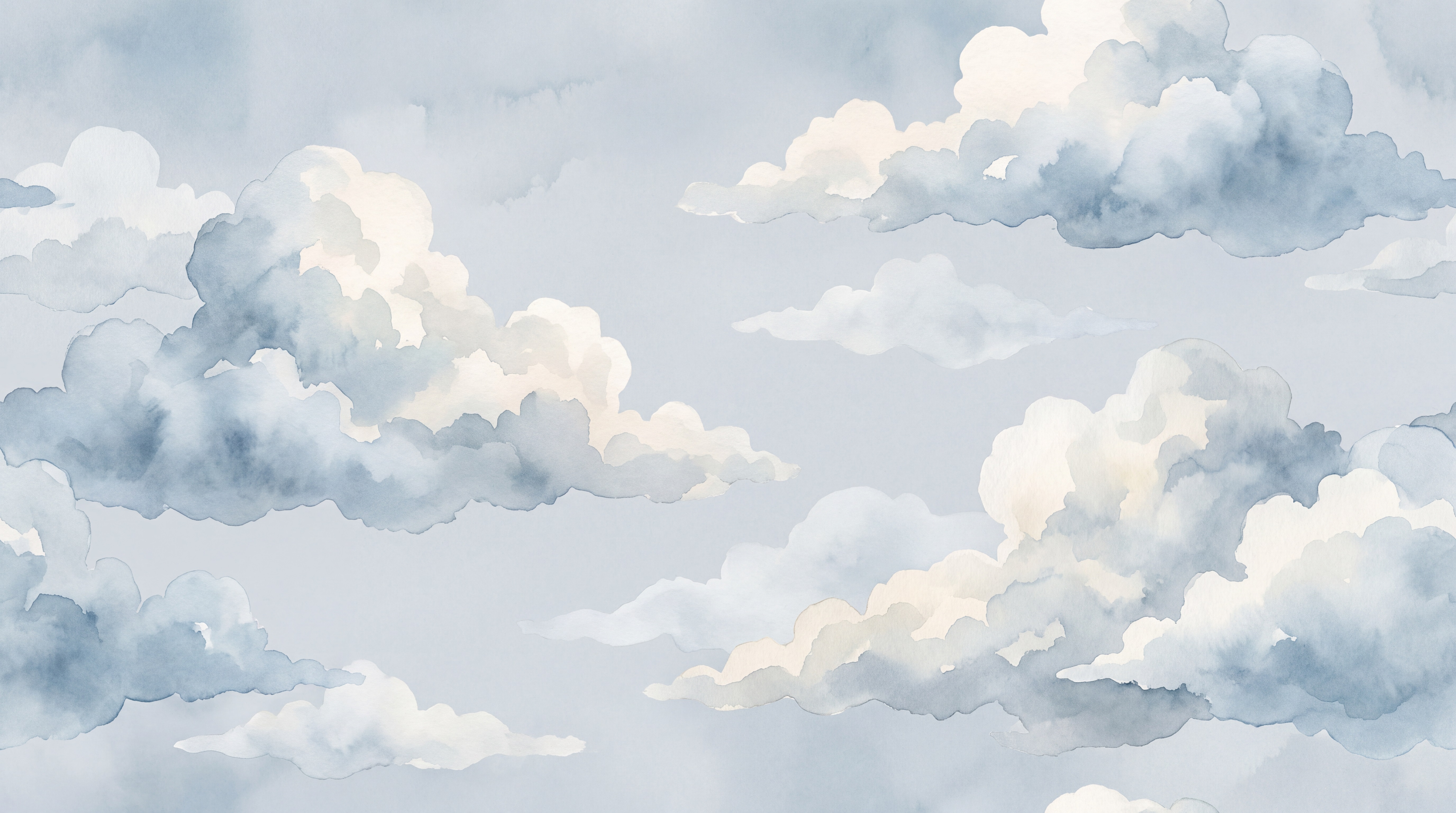Blue Clouds Artful Abstract Wallpaper Mural, Peel-and-stick Finish