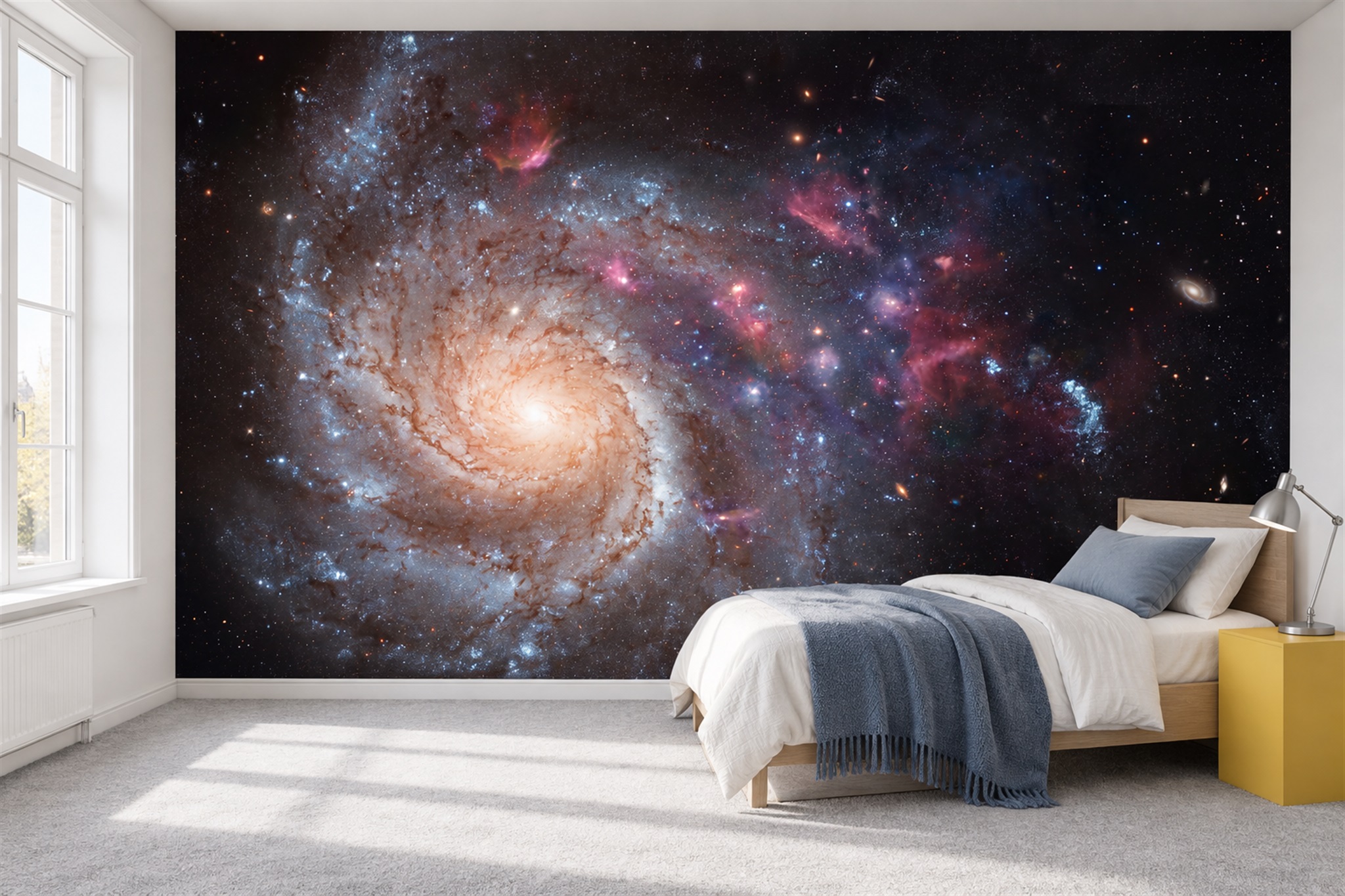 Neutral Pattern Decorative Abstract Wallpaper Mural Office-wallpaper-murals, Shown In A Home Office, Peel-and-stick Finish