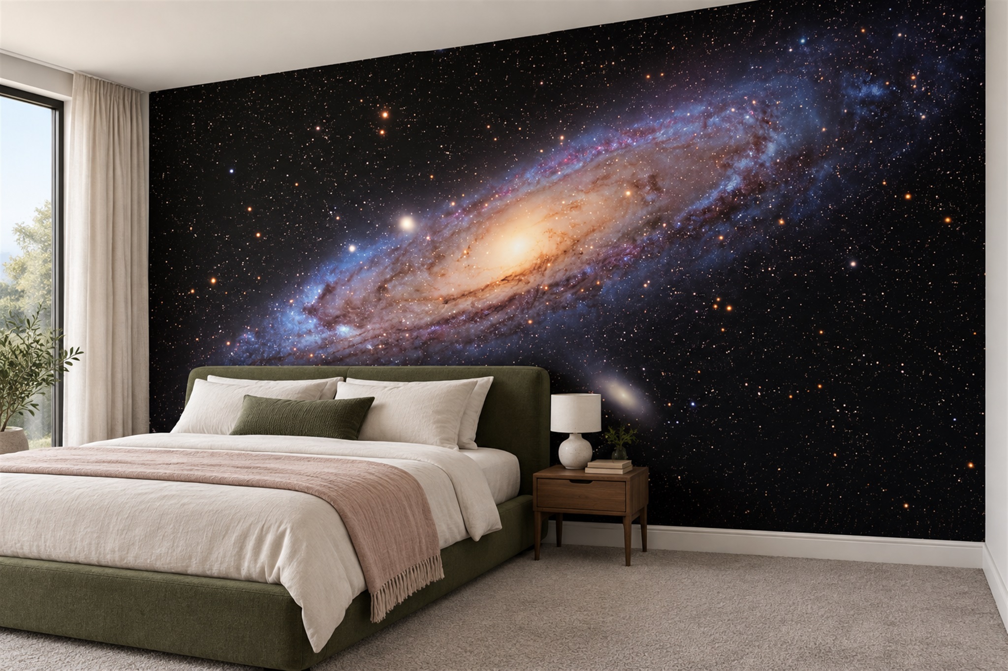 Neutral Pattern Decorative Layered Wallpaper Mural Bedroom-wallpaper-murals, Peel-and-stick Finish