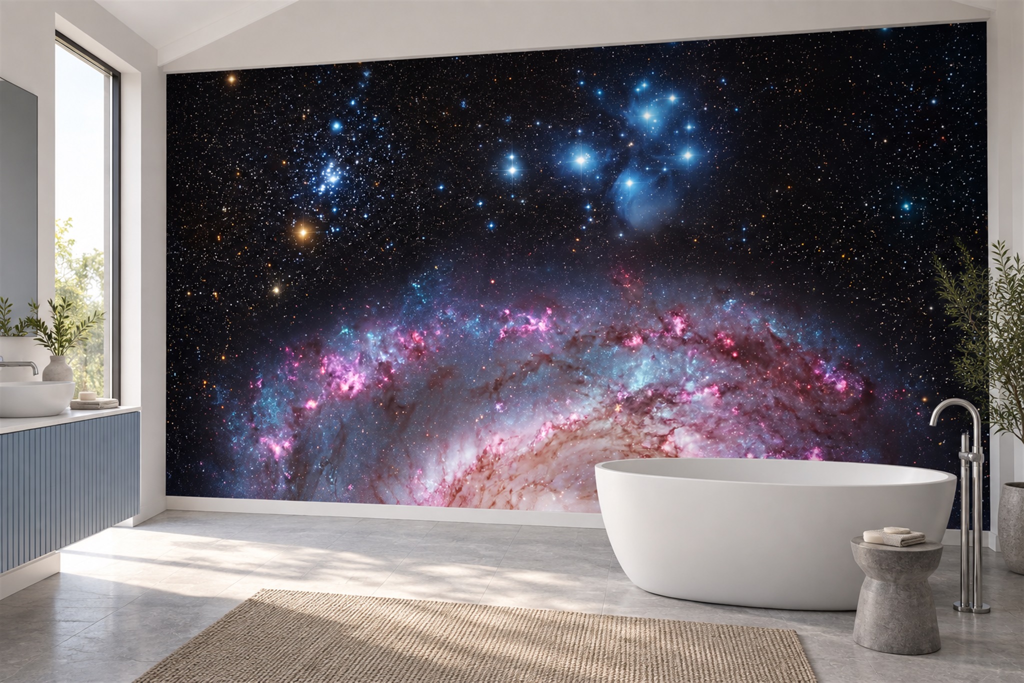 Blue Pattern Decorative Wallpaper Mural Layered Marks Wallpaper Mural Bathroom-wallpaper-murals, Peel-and-stick Finish