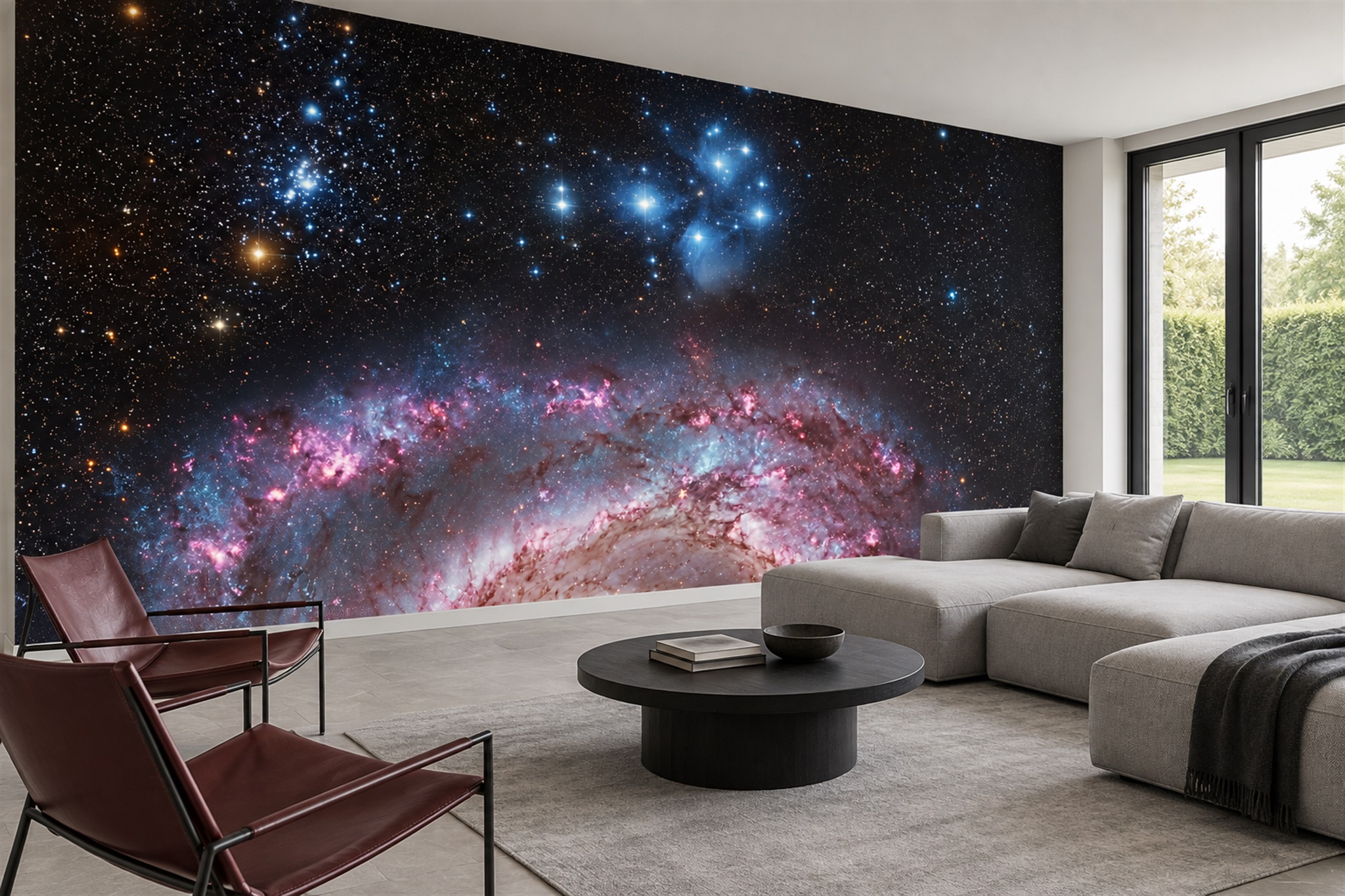 Blue Pattern Decorative Wallpaper Mural Layered Marks Wallpaper Mural Living-room-wallpaper-murals, Peel-and-stick Finish