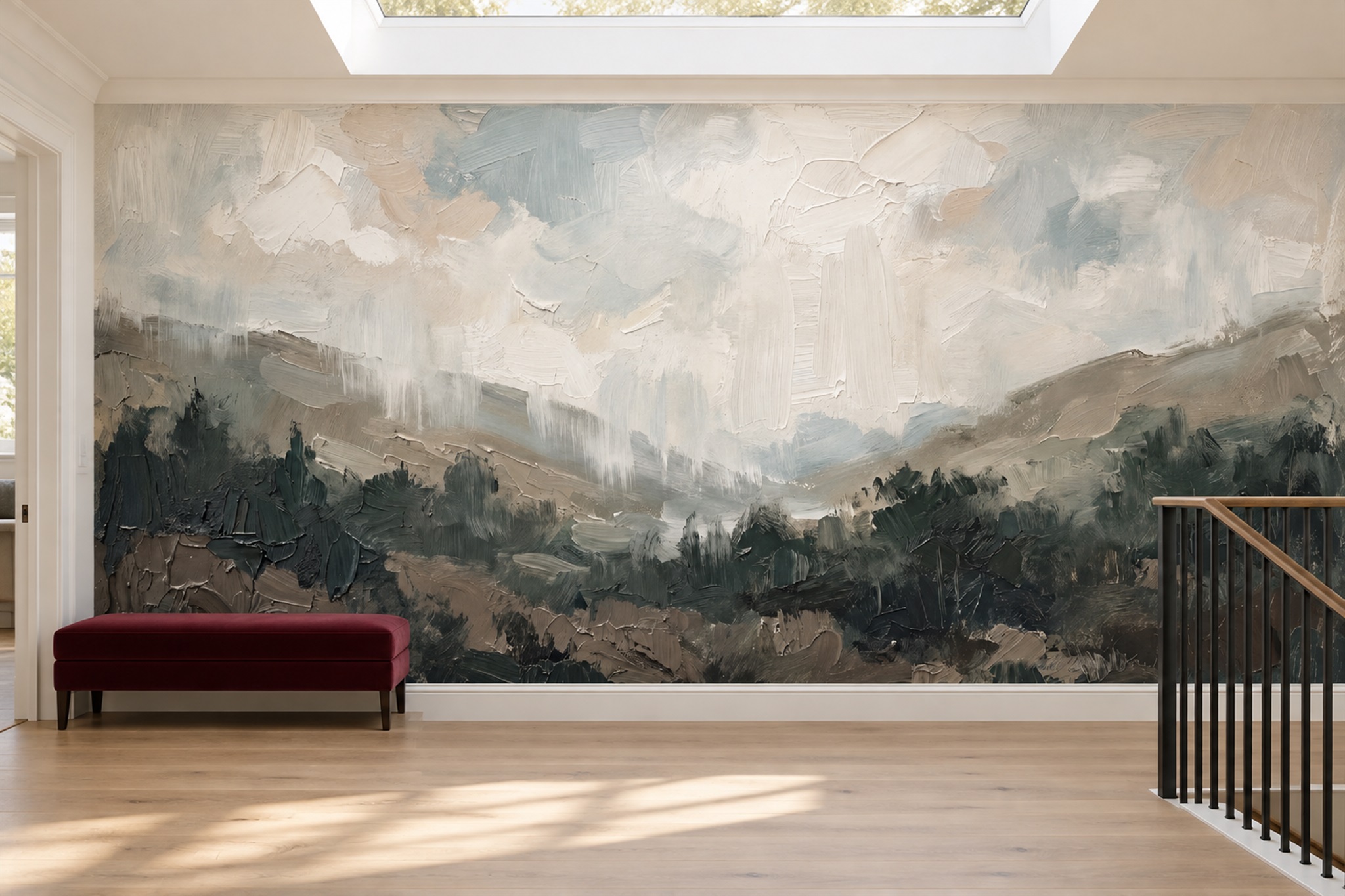 Grey Valley Scenic Wallpaper Mural Hallway-wallpaper-murals, Peel-and-stick Finish