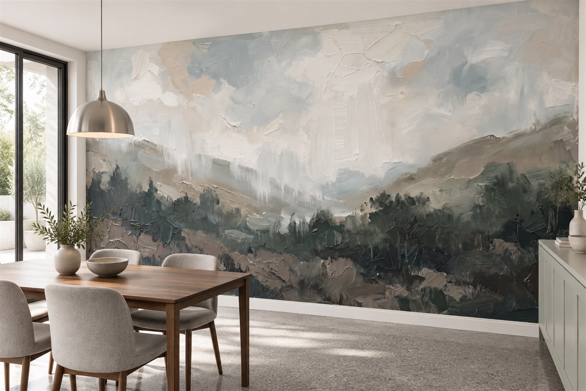 Grey Valley Scenic Wallpaper Mural Bedroom-wallpaper-murals, Peel-and-stick Finish