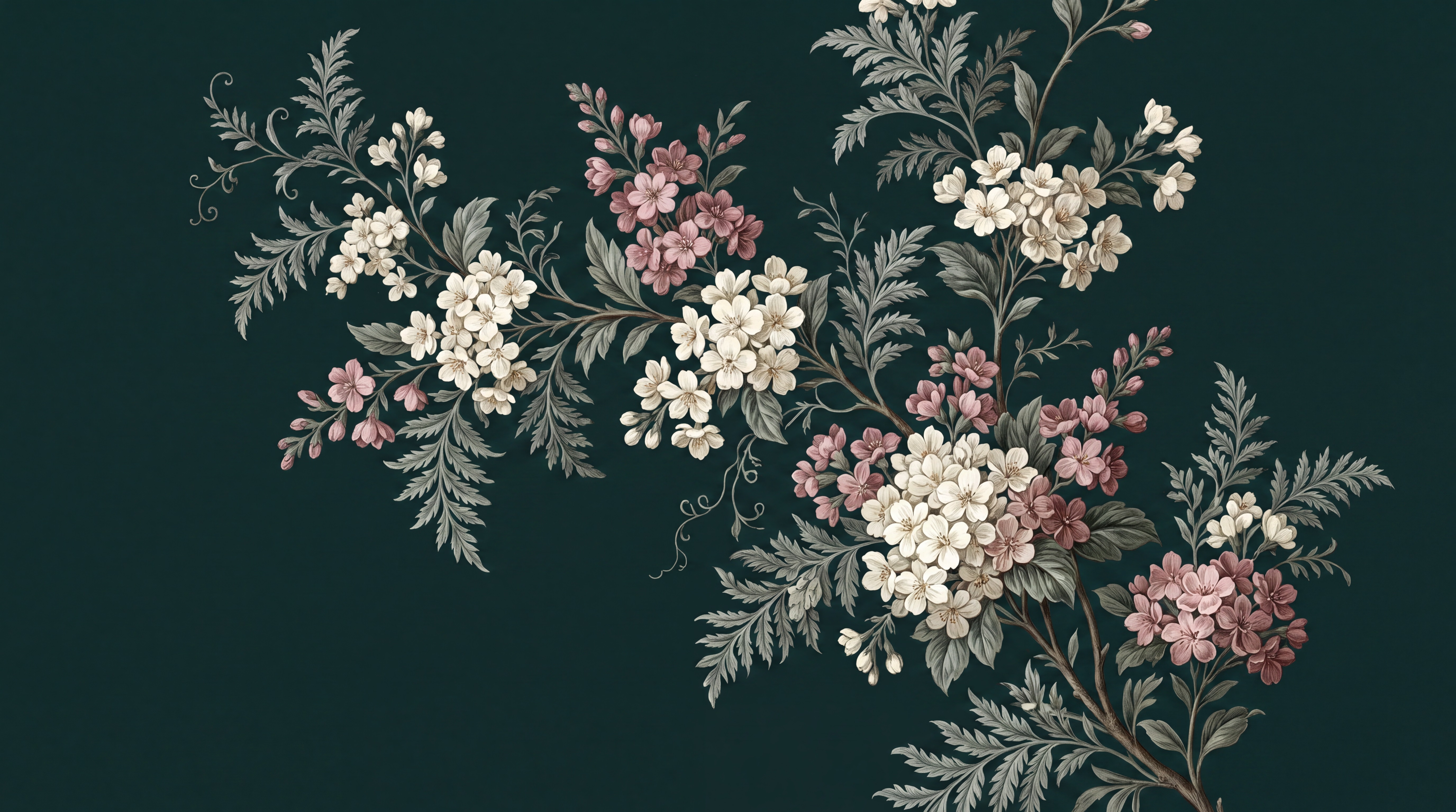 Green Bouquet Botanical Wallpaper Mural, Peel-and-stick Finish