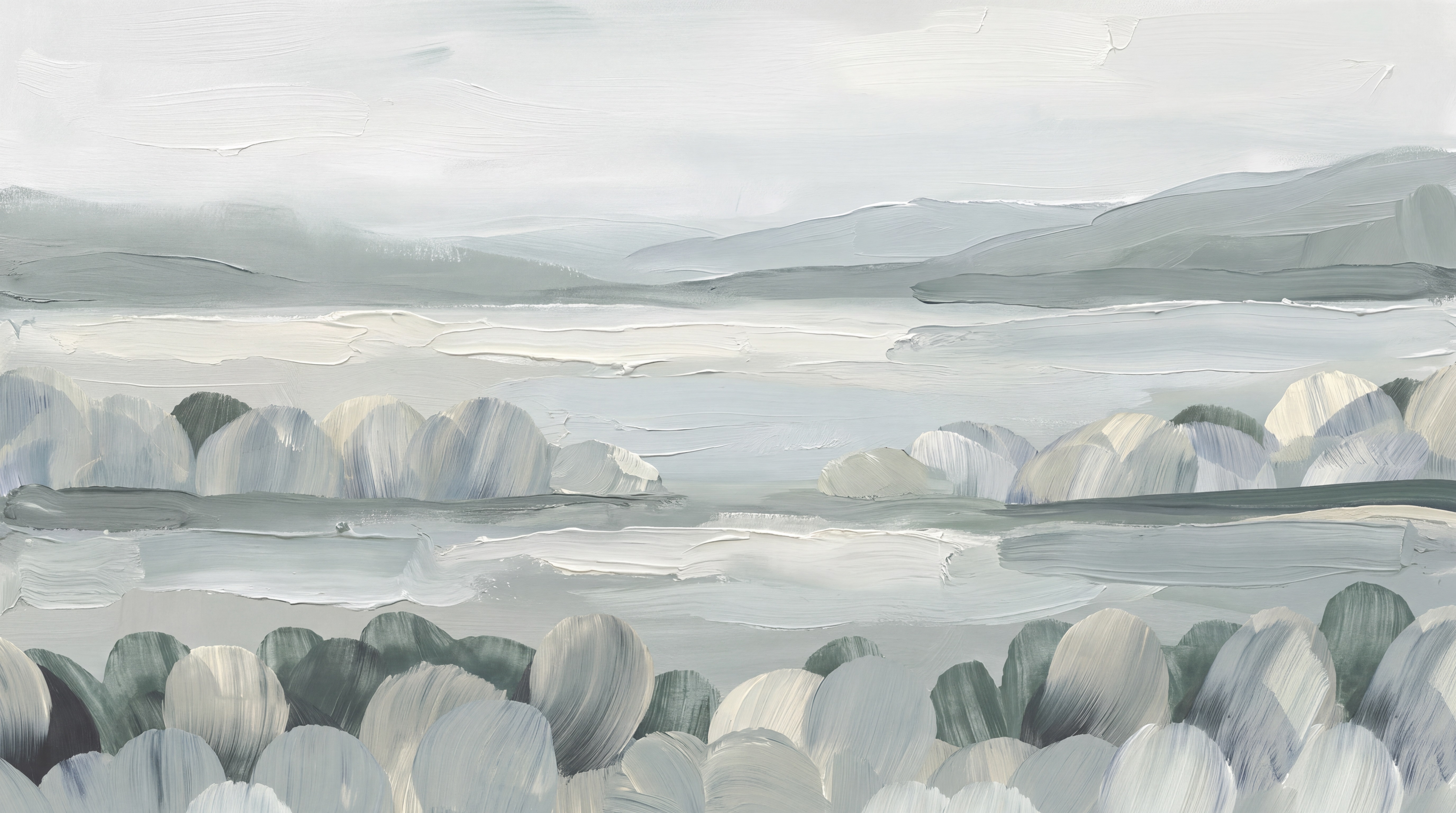 Sage Lake Scenic Wallpaper Mural, Peel-and-stick Finish