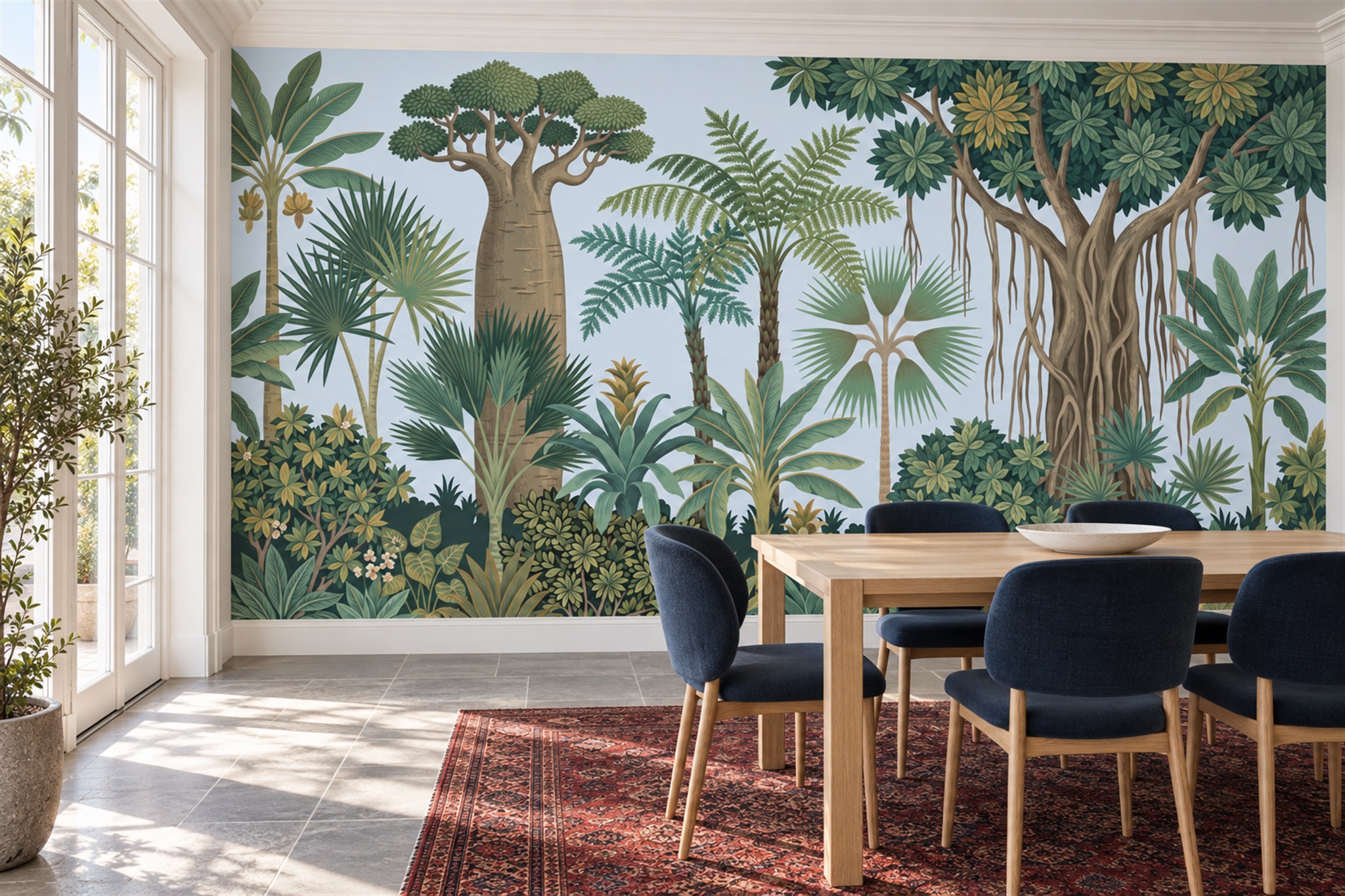Lush Palm Grove Tropical Jungle Wallpaper Mural — Wallpaper Mural Design, Peel-and-stick Finish