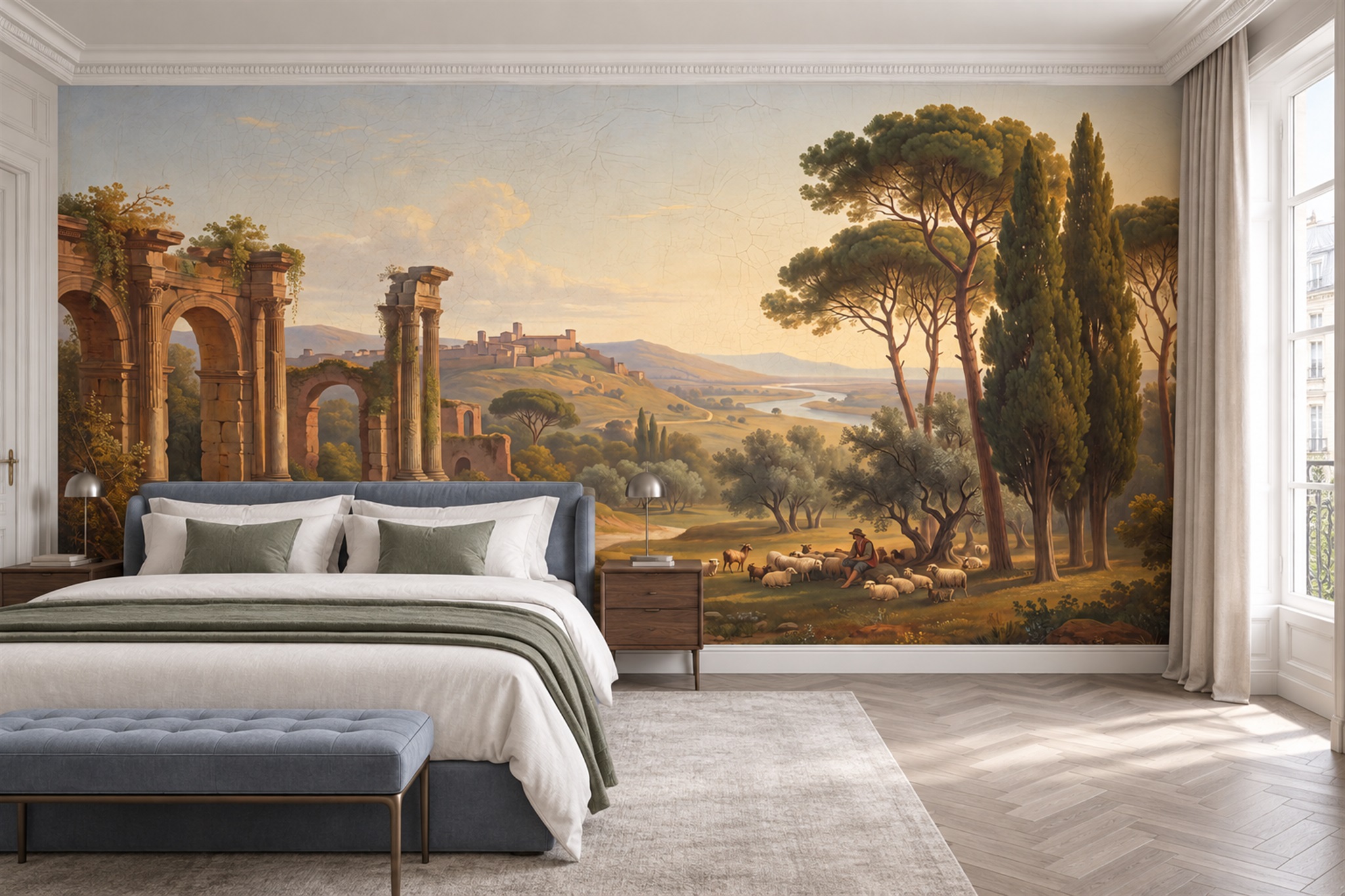 Gold Pattern Decorative Atmospheric Wallpaper Mural Bedroom-wallpaper-murals, Peel-and-stick Finish