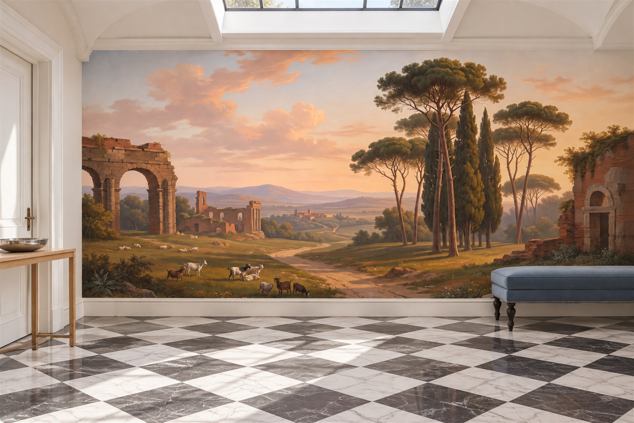 Peach Pattern Decorative Layered Wallpaper Mural Accent-wall-wallpaper-murals, Peel-and-stick Finish