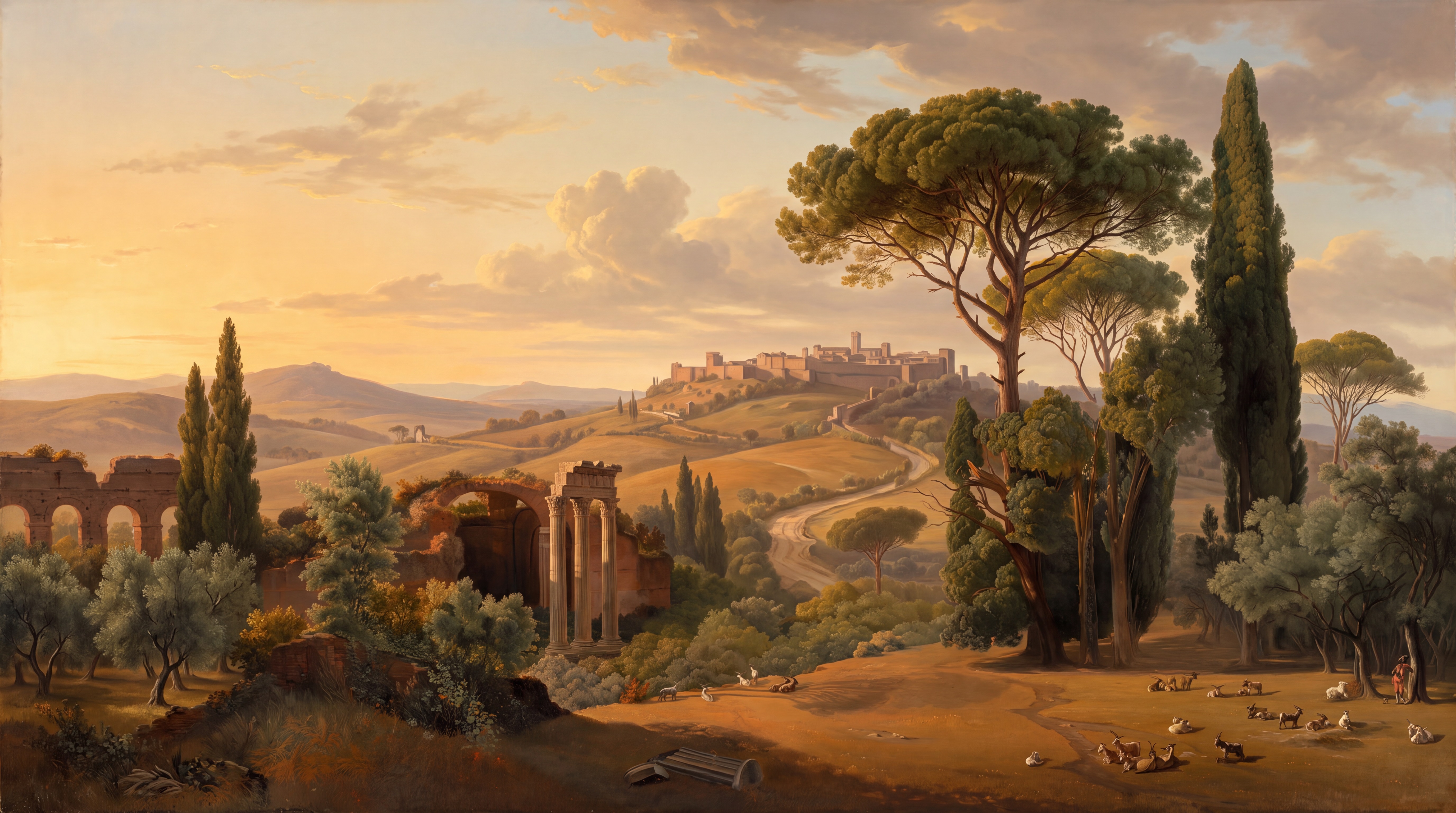 Gold Landscape Scenic Wallpaper Mural, Peel-and-stick Finish