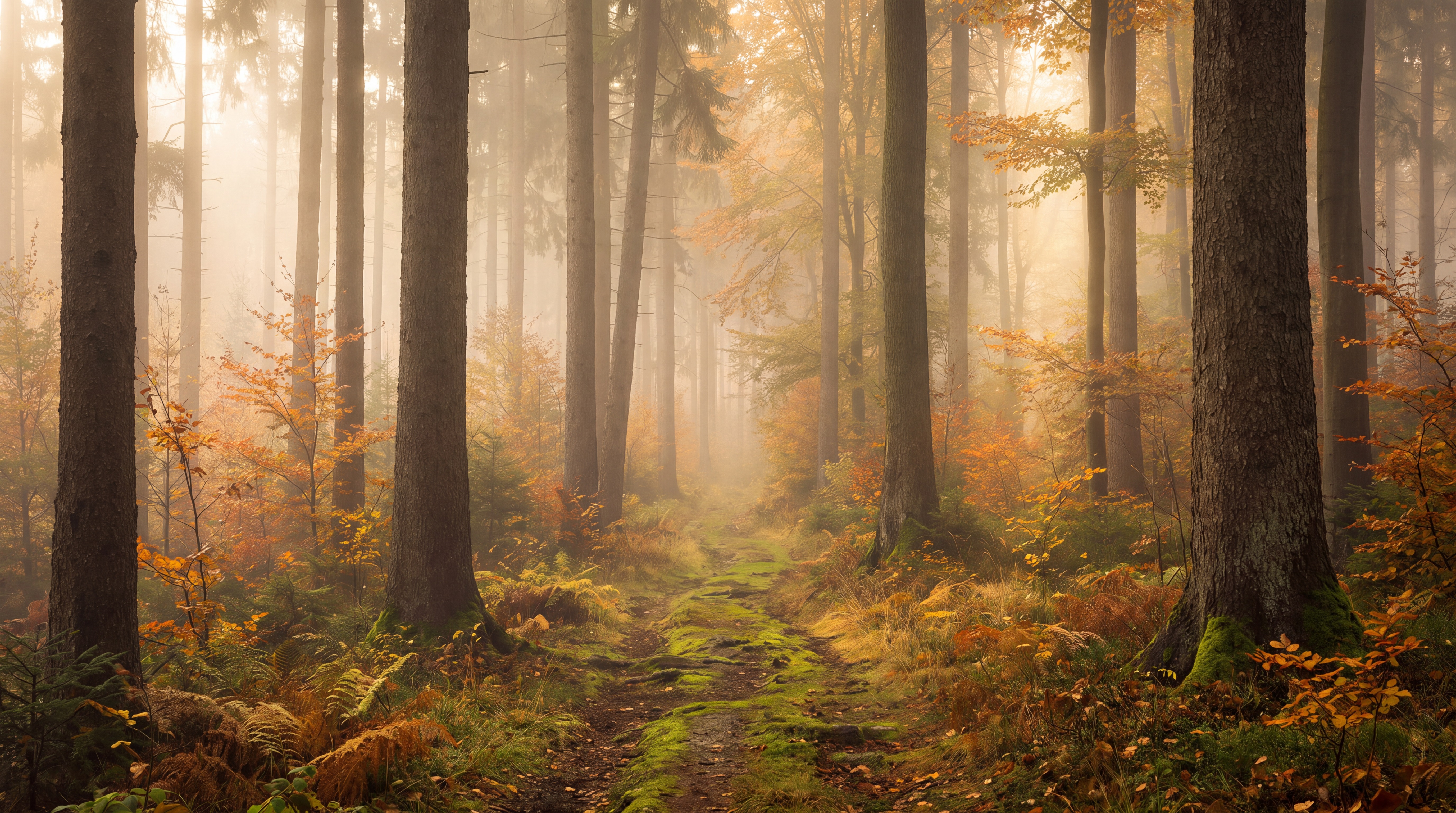 Gold Forest Scenic Layered Wallpaper Mural, Peel-and-stick Finish