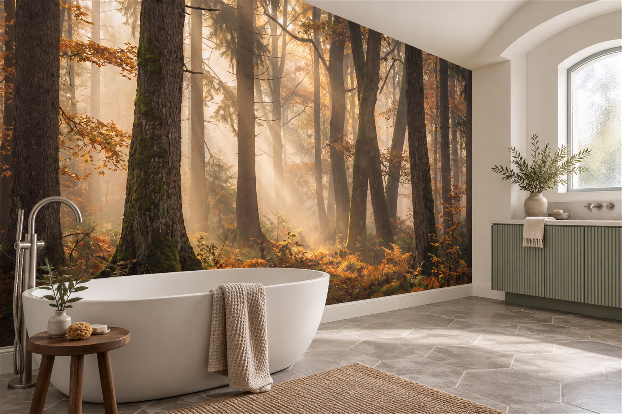Gold Pattern Decorative Illustrated Wallpaper Mural Bathroom-wallpaper-murals, Peel-and-stick Finish