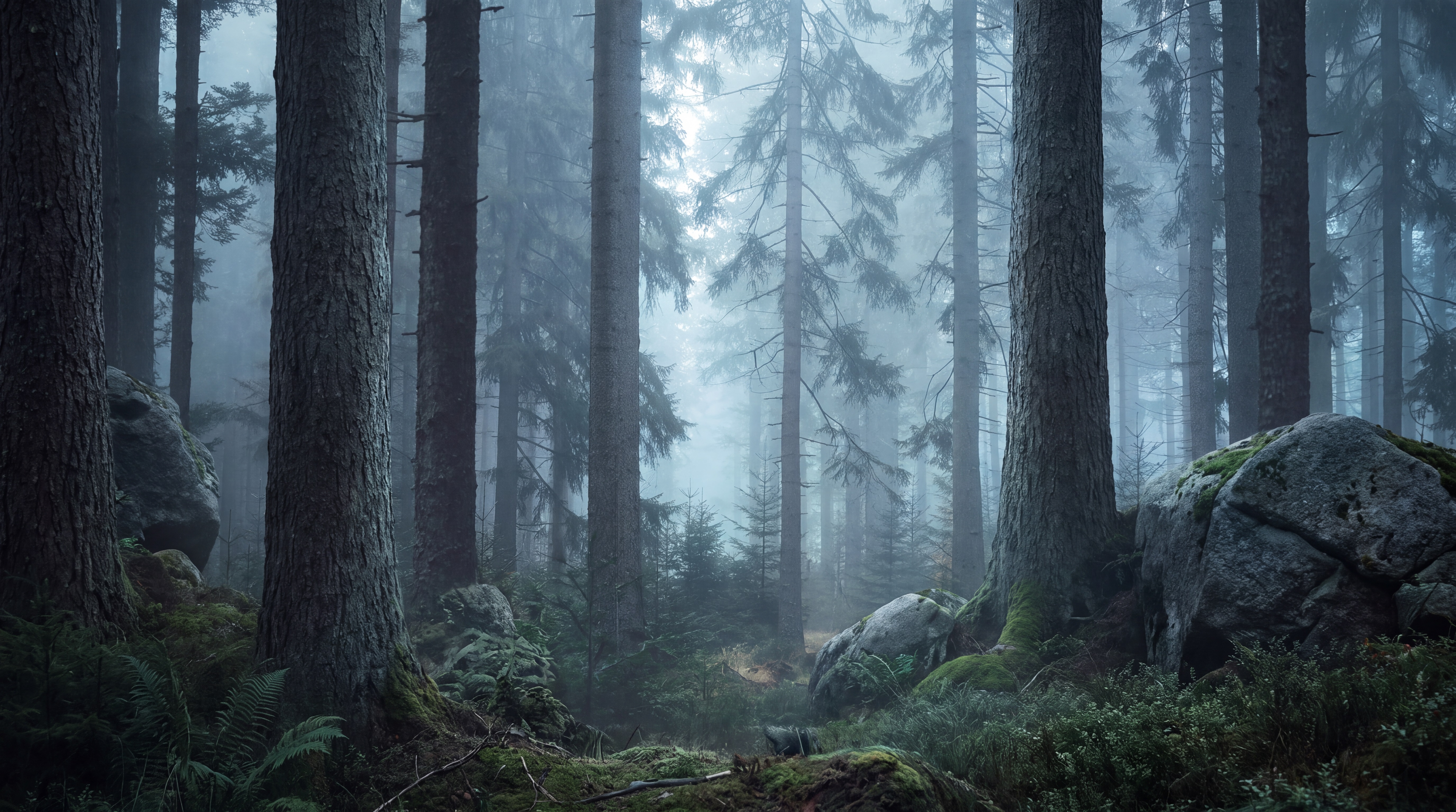 Blue Forest Scenic Wallpaper Mural, Peel-and-stick Finish
