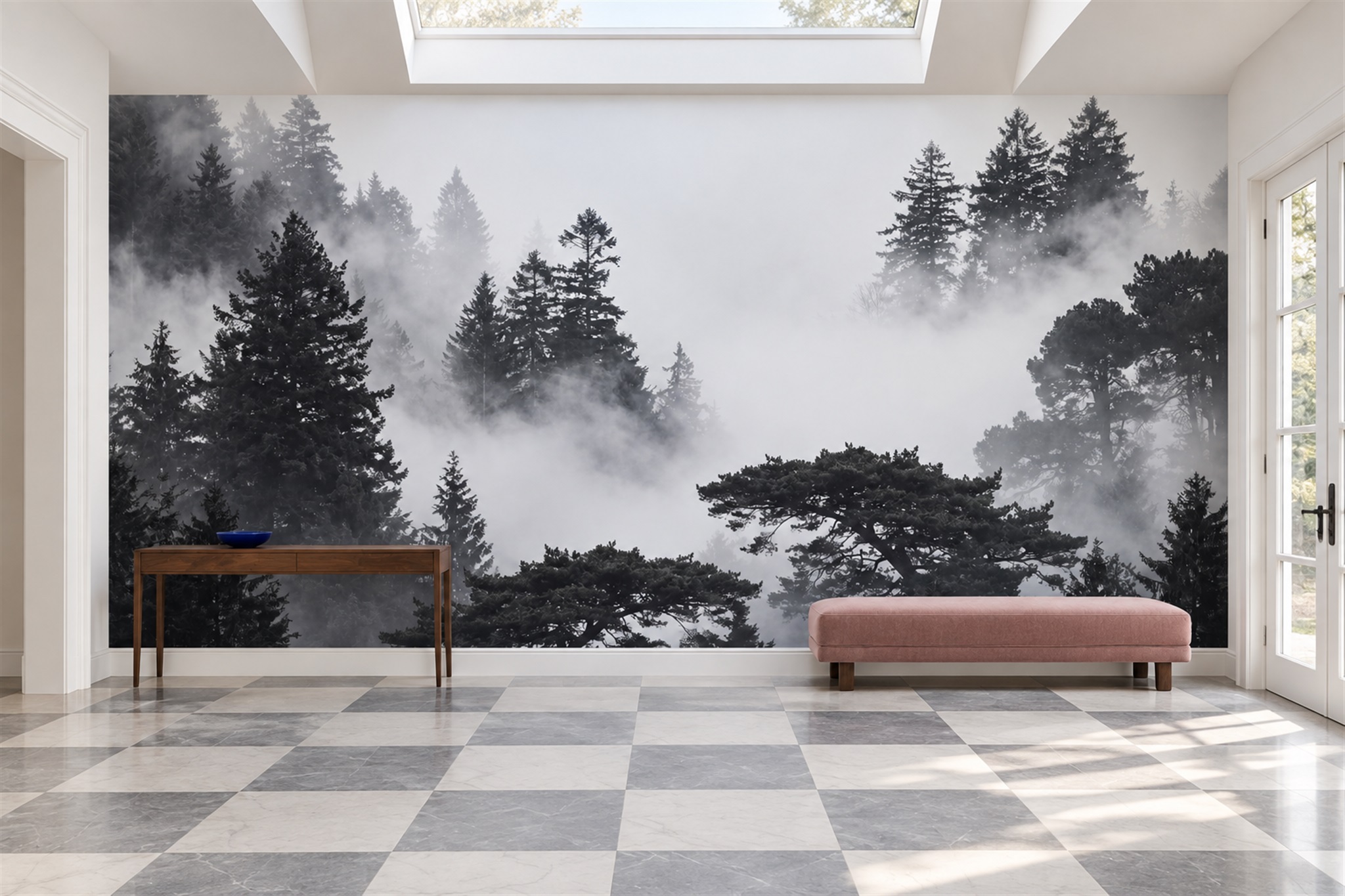 Grey Pine Scenic Wallpaper Mural Bedroom-wallpaper-murals, Peel-and-stick Finish