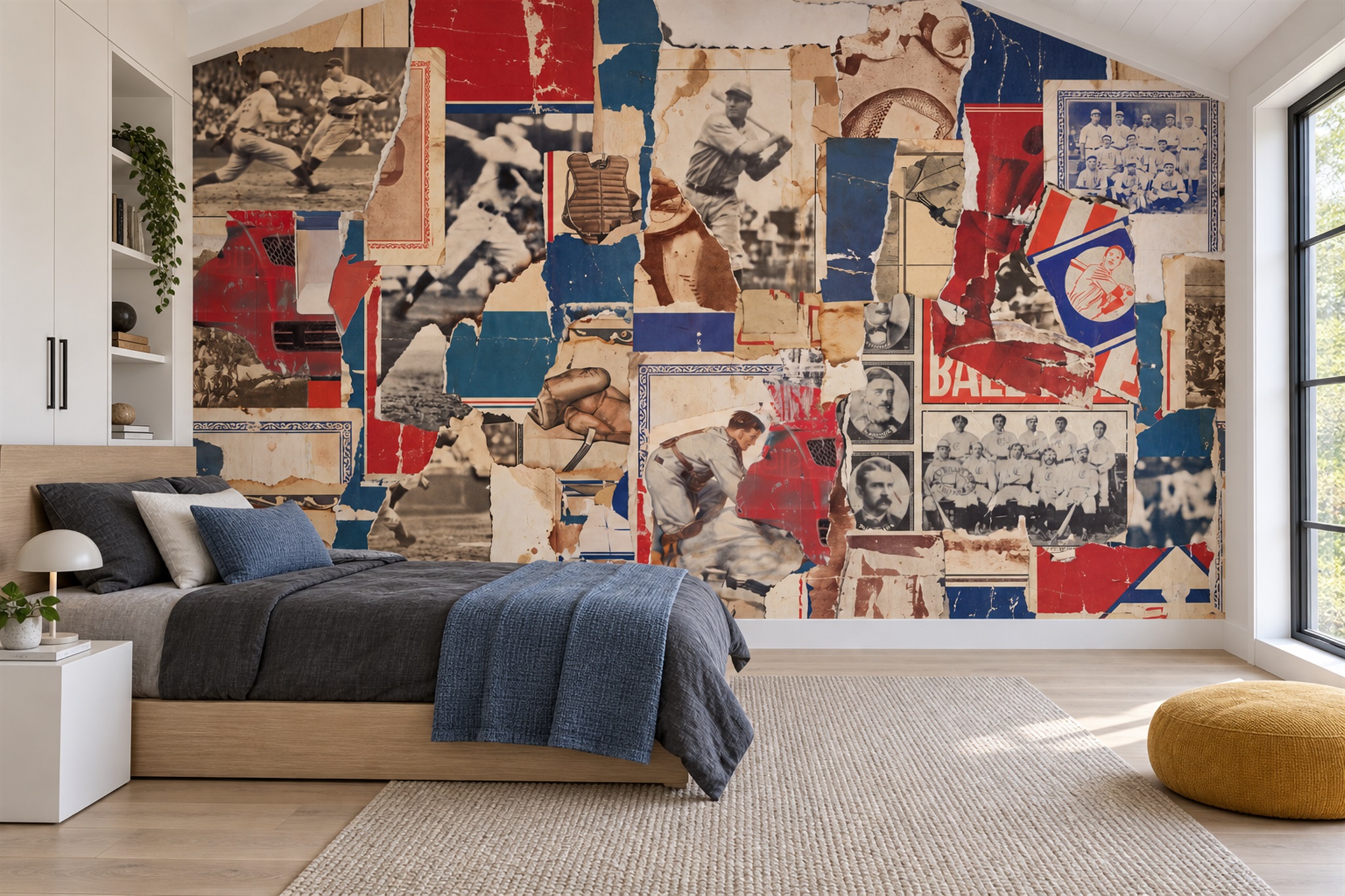 Red Pattern Decorative Layered Wallpaper Mural Accent-wall-wallpaper-murals, Peel-and-stick Finish