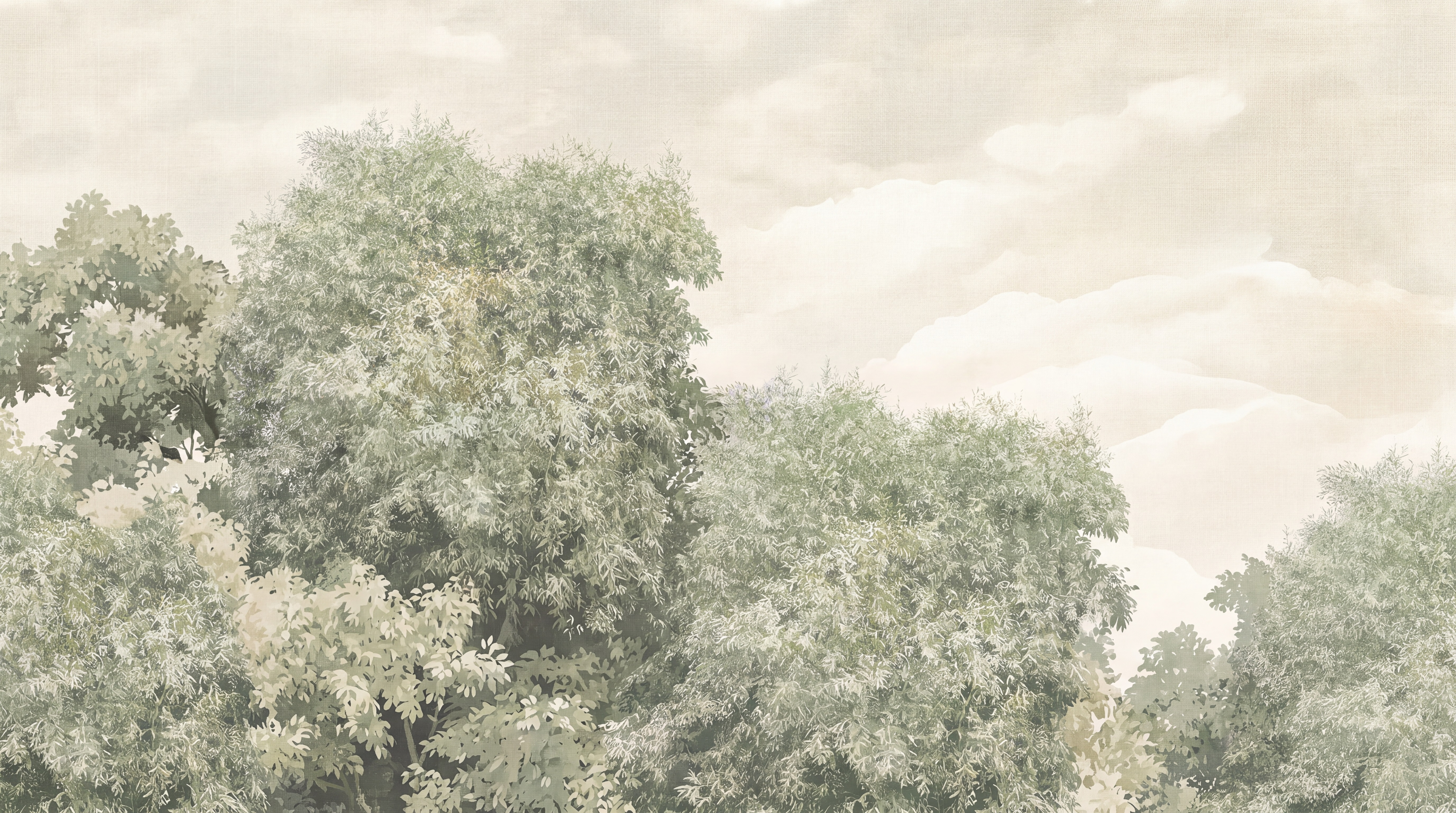 Sage Pattern Decorative Painterly Wallpaper Mural, Peel-and-stick Finish