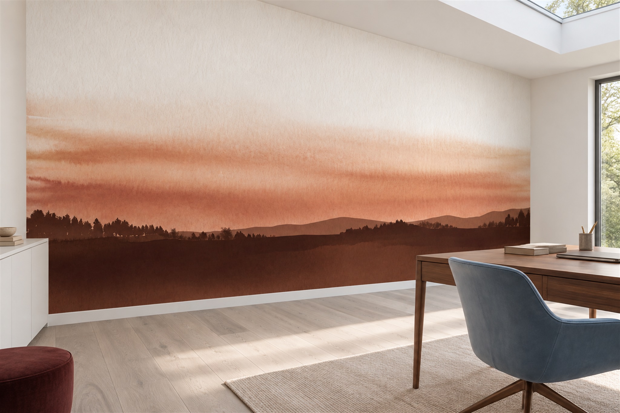Rust Hills Scenic Wallpaper Mural Living-room-wallpaper-murals, Peel-and-stick Finish