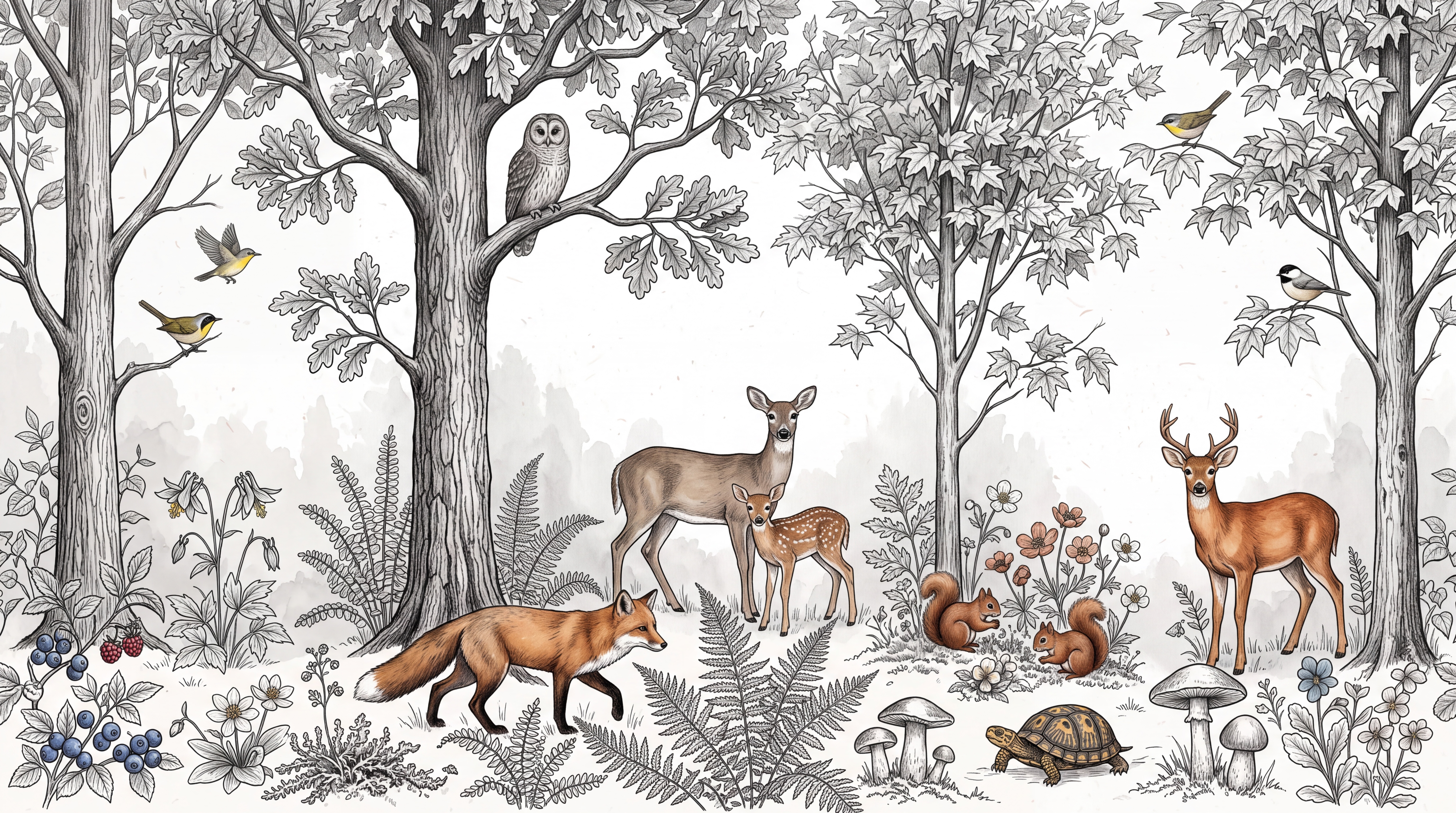 Grey Scenic Scenic Decorative Wallpaper Mural, Peel-and-stick Finish