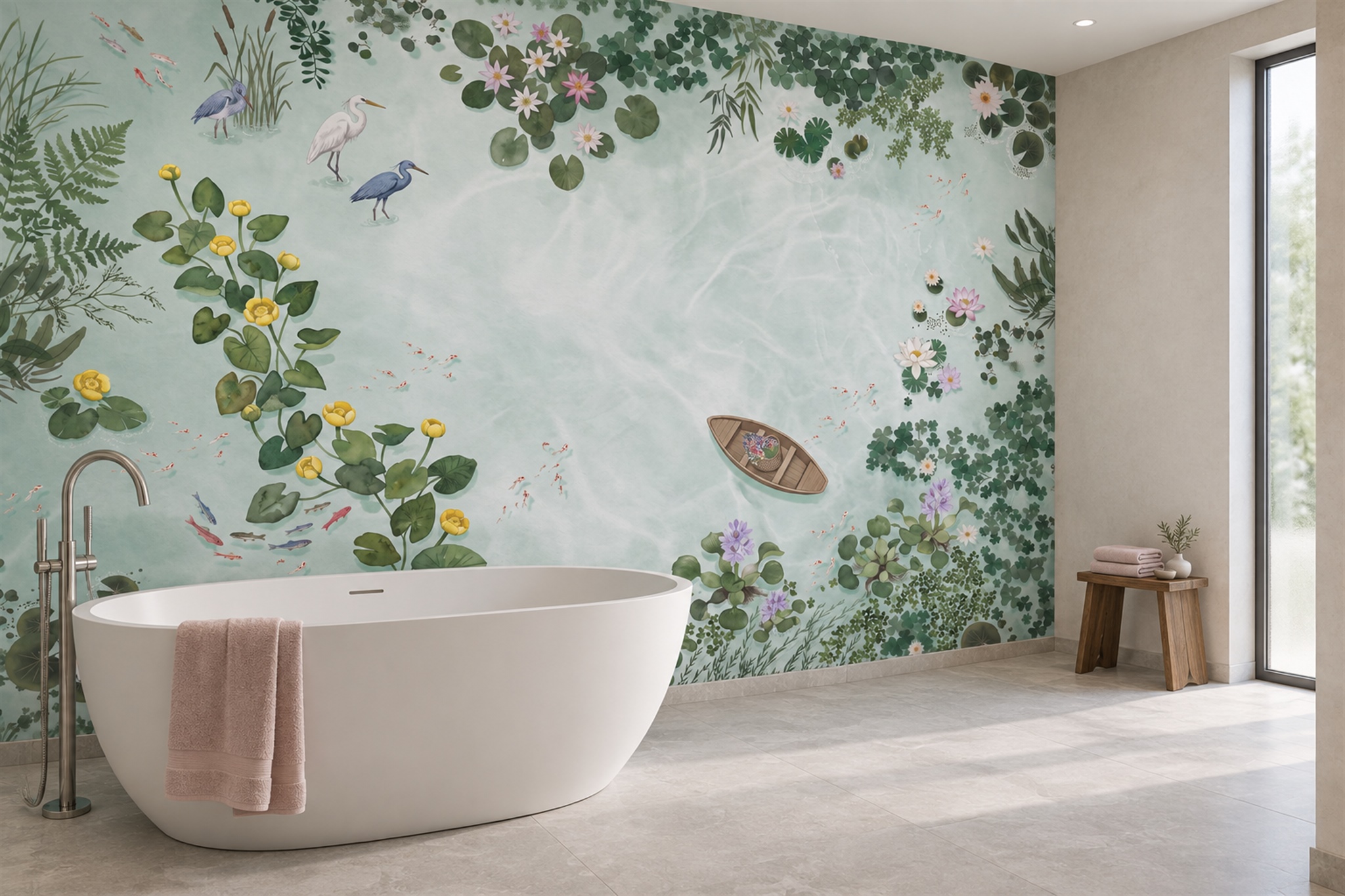 Aqua Pattern Decorative Abstract Wallpaper Mural Home-office-wallpaper-murals, Peel-and-stick Finish