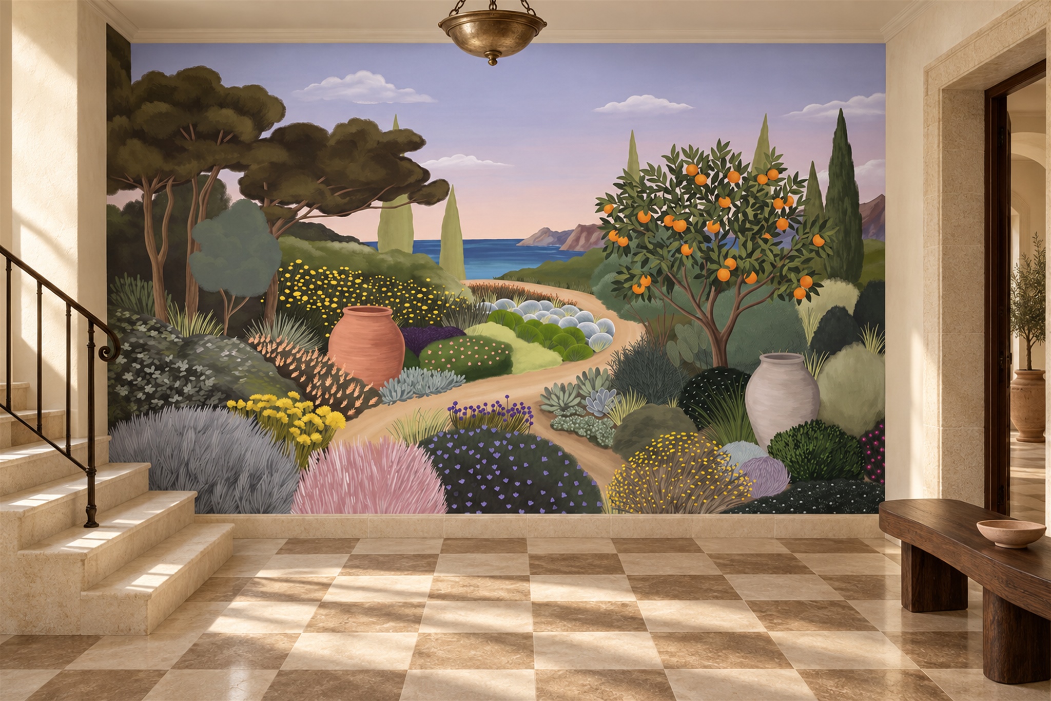Green Garden Scenic Wallpaper Mural, Peel-and-stick Finish