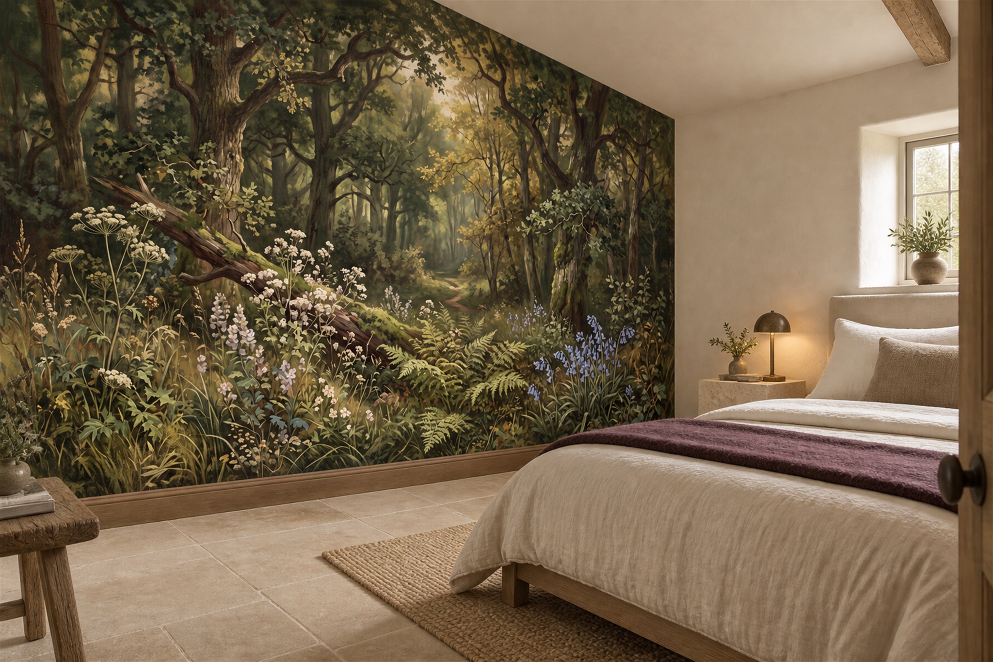 Olive Scenic Scenic Wallpaper Mural Bedroom-wallpaper-murals, Peel-and-stick Finish