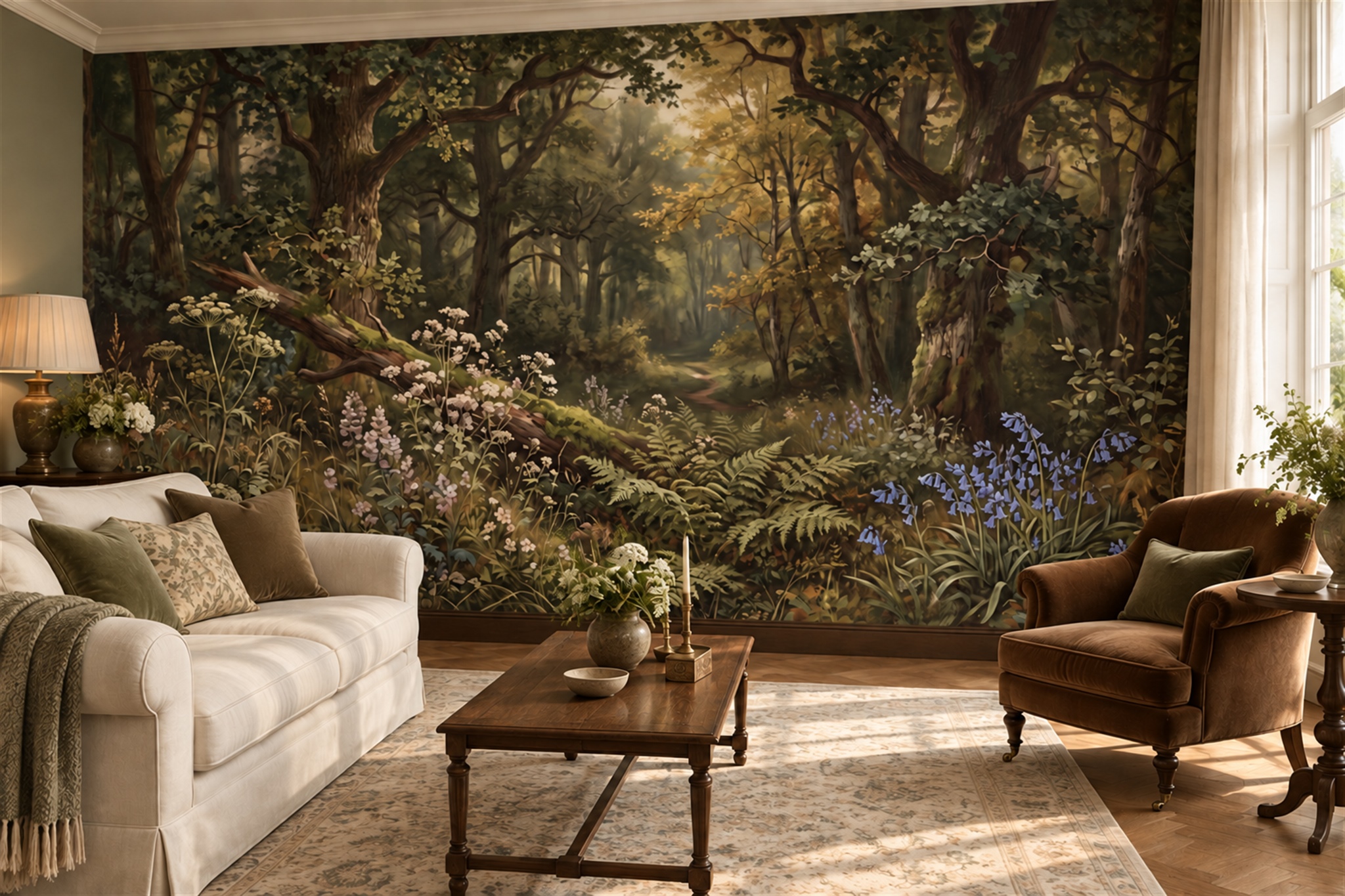 Olive Scenic Scenic Wallpaper Mural Dining-room-wallpaper-murals, Peel-and-stick Finish