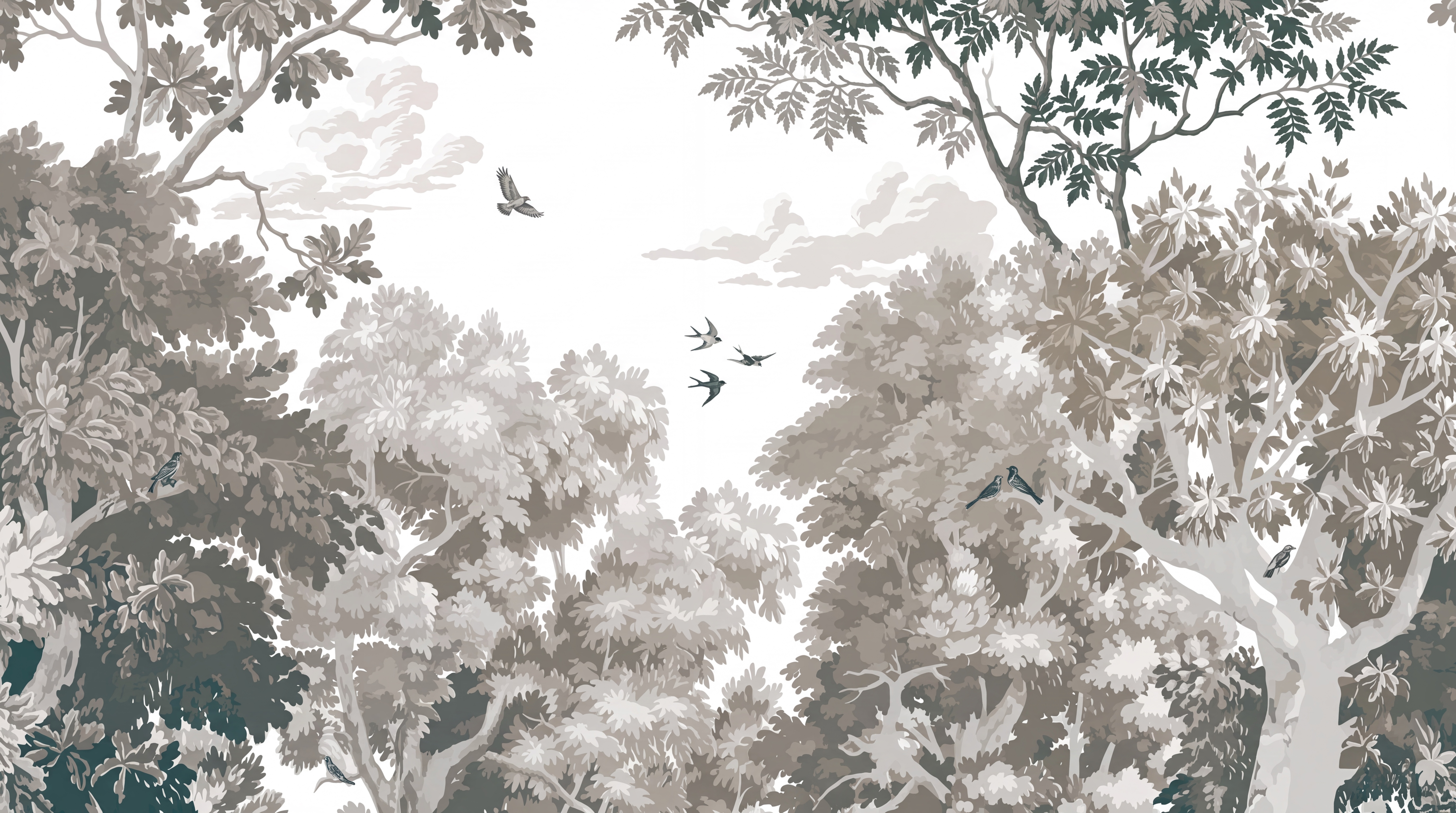 Taupe Pattern Decorative Painterly Wallpaper Mural, Peel-and-stick Finish