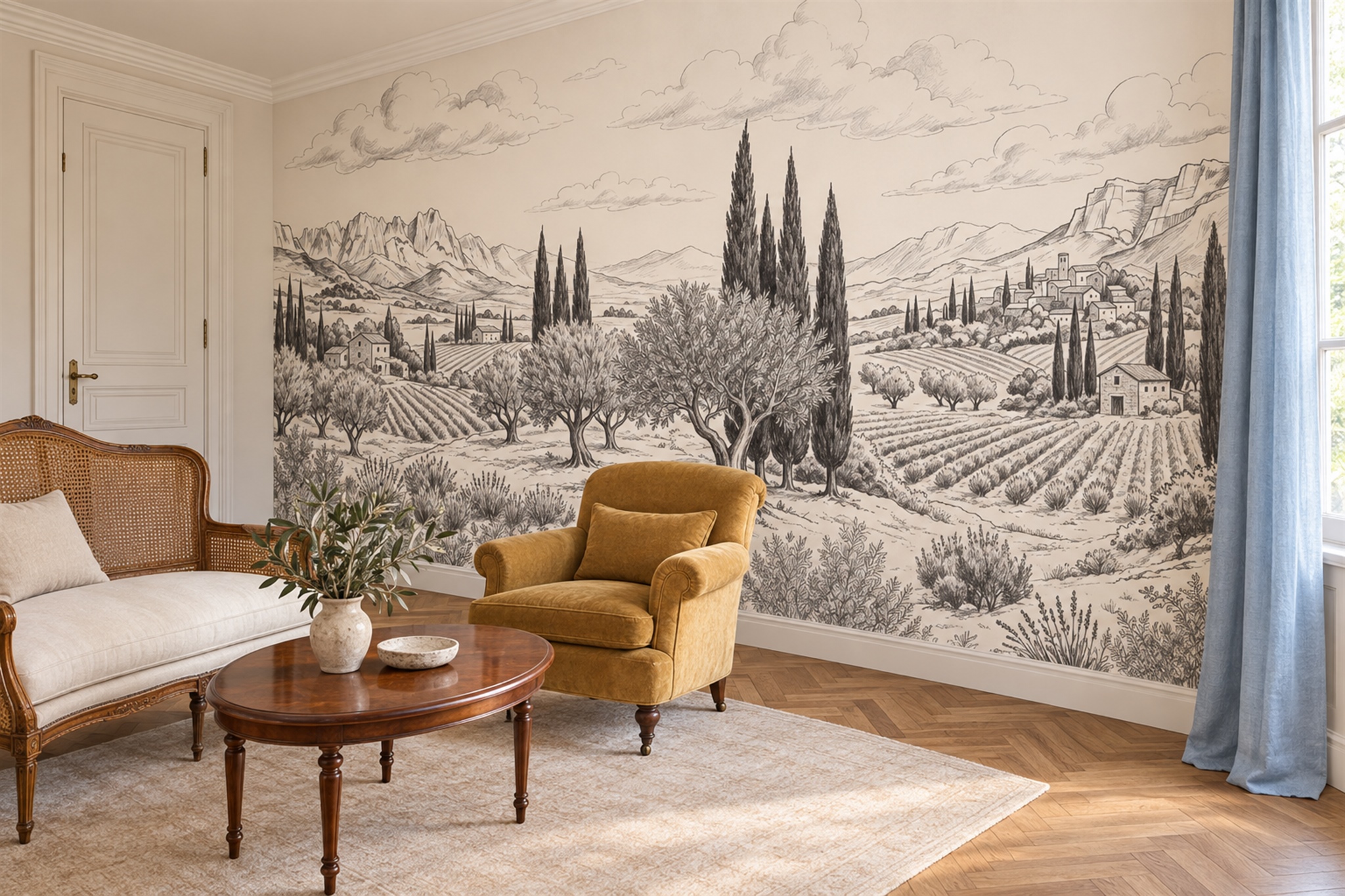 Grey Pattern Decorative Layered Wallpaper Mural Dining-room-wallpaper-murals, Peel-and-stick Finish