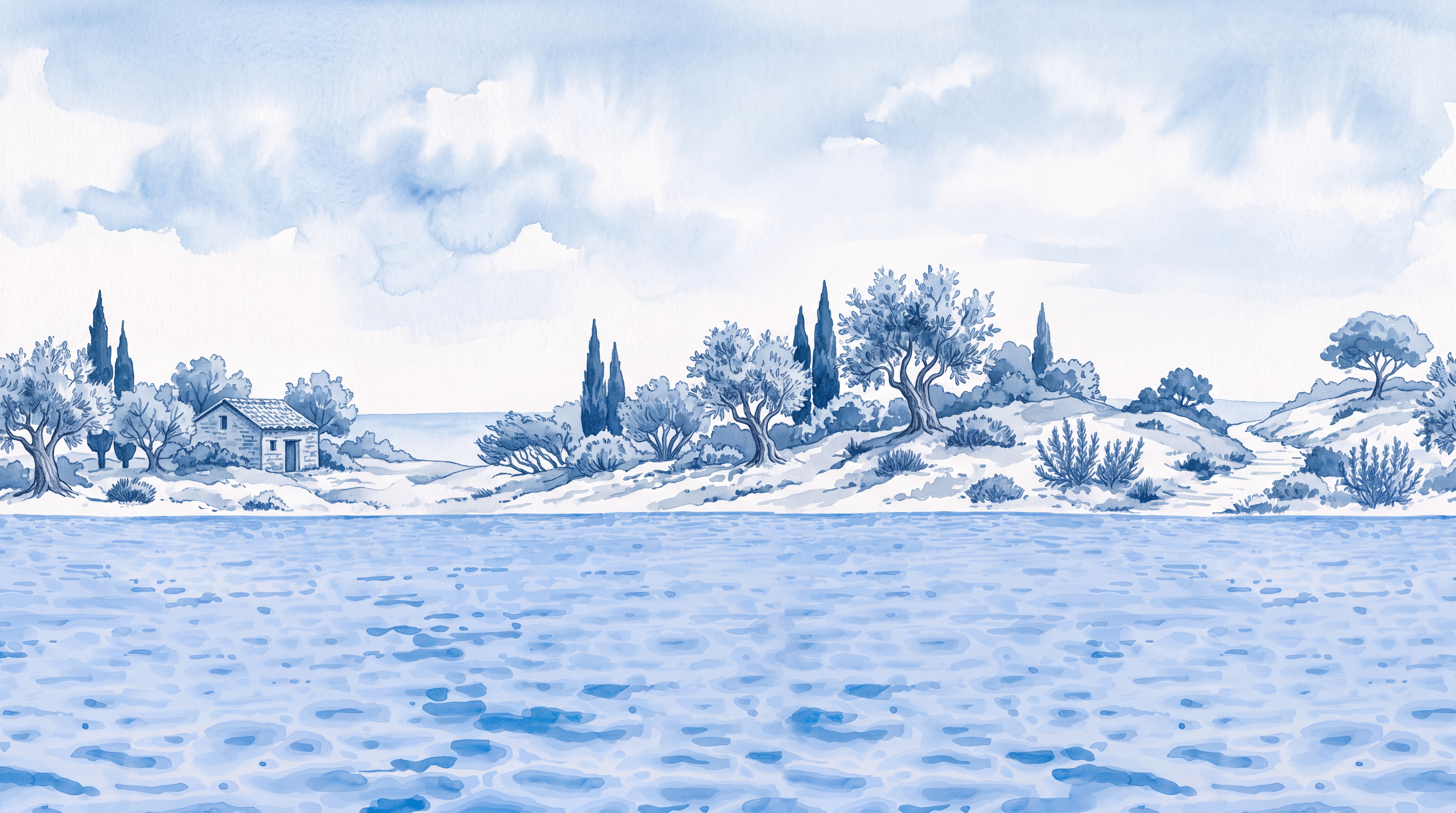 Blue Coastal Scenic Decorative Wallpaper Mural Bedroom-wallpaper-murals, Peel-and-stick Finish