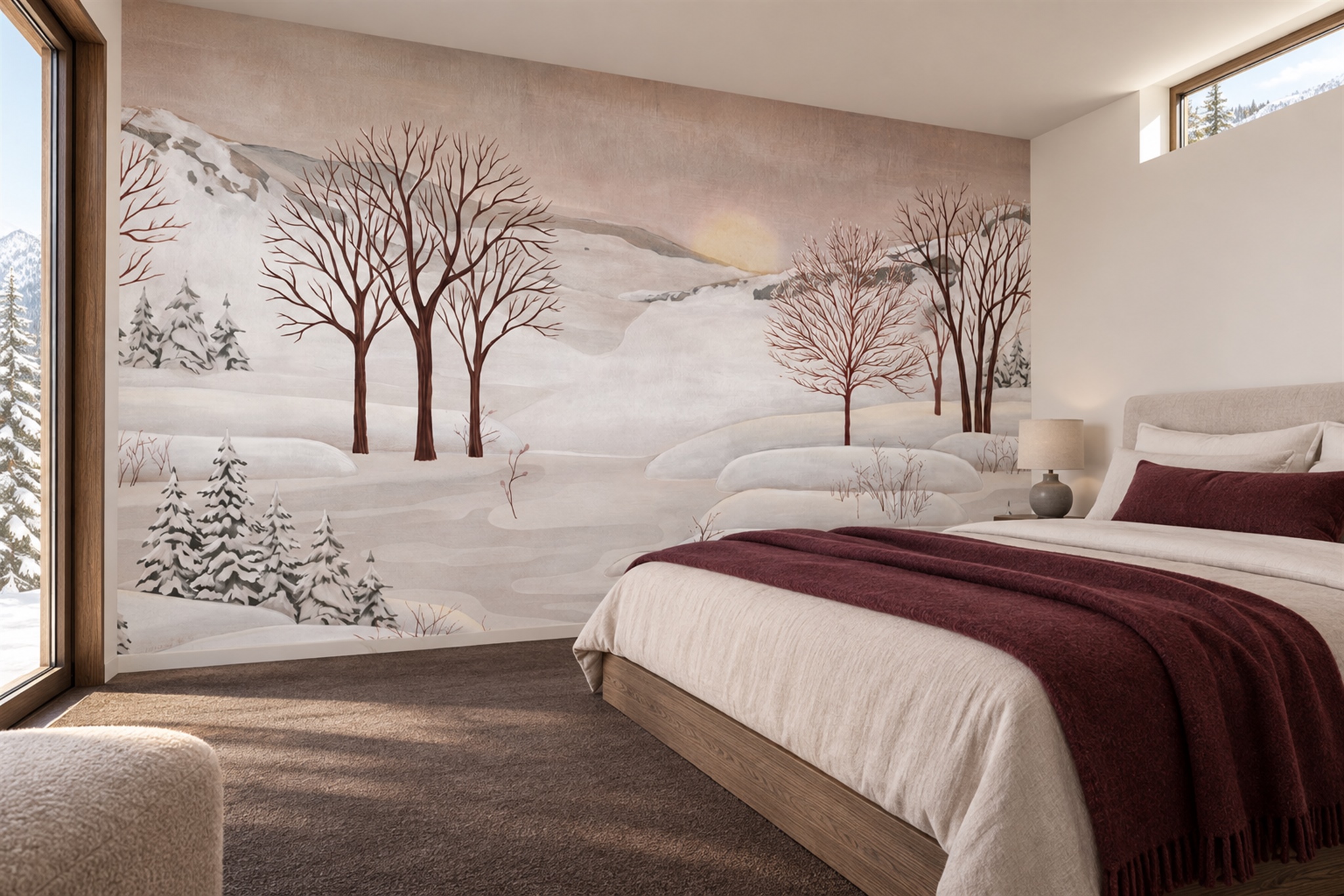 White Pattern Decorative Wallpaper Mural Bedroom-wallpaper-murals, Peel-and-stick Finish